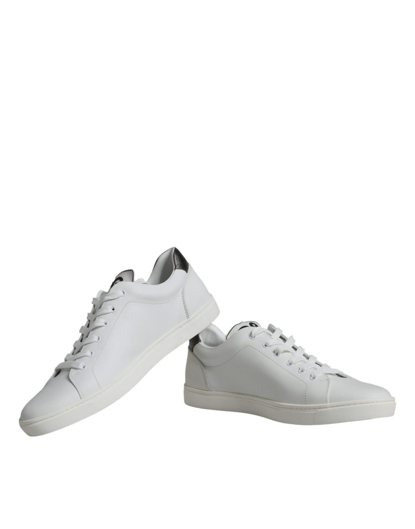 Dolce & Gabbana White Silver Sacred Heart Men Sneakers Shoes EU45 / US12