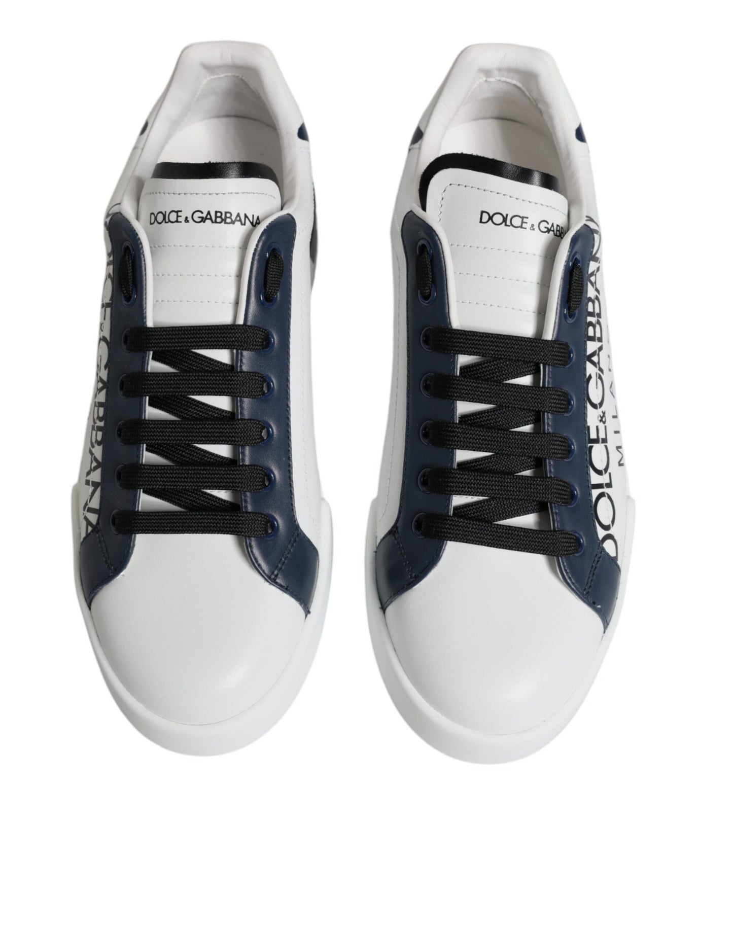 Dolce & Gabbana White Blue Leather Crown Milano Sneakers Shoes EU42 / US9