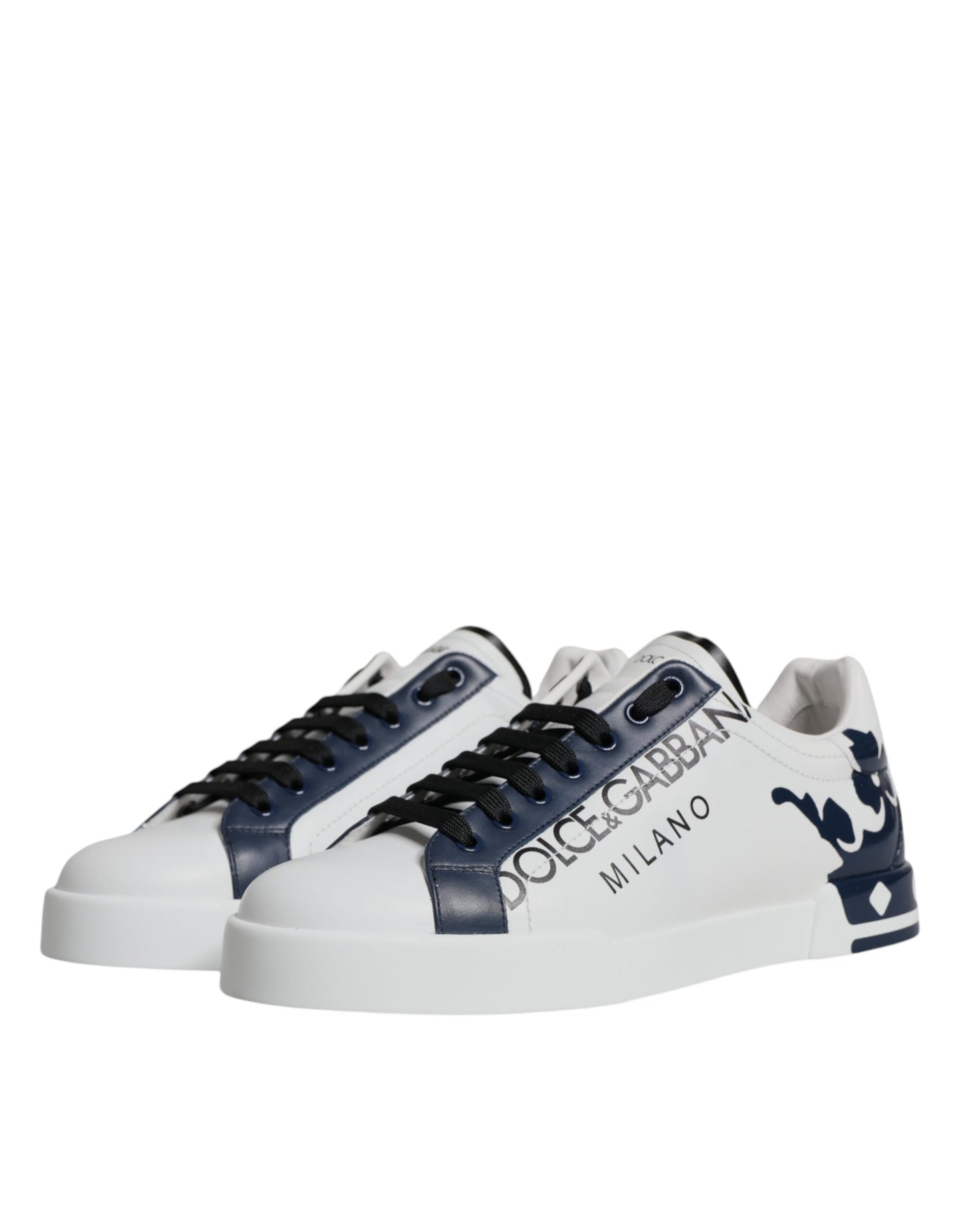 Dolce & Gabbana White Blue Leather Crown Milano Sneakers Shoes EU42 / US9