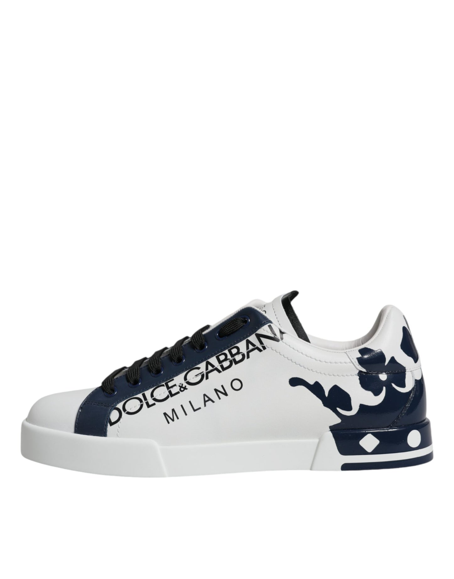 Dolce & Gabbana White Blue Leather Crown Milano Sneakers Shoes EU42 / US9