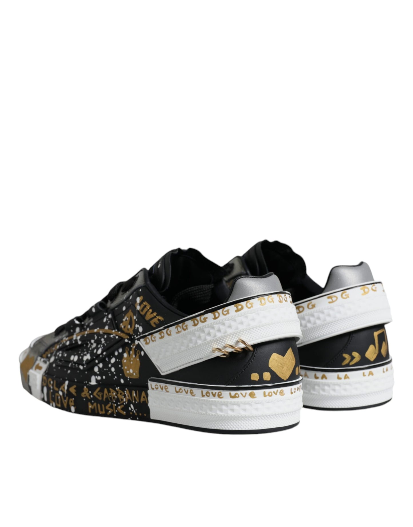 Dolce & Gabbana Black White Portofino Low Top Sneakers Shoes EU44 / US11