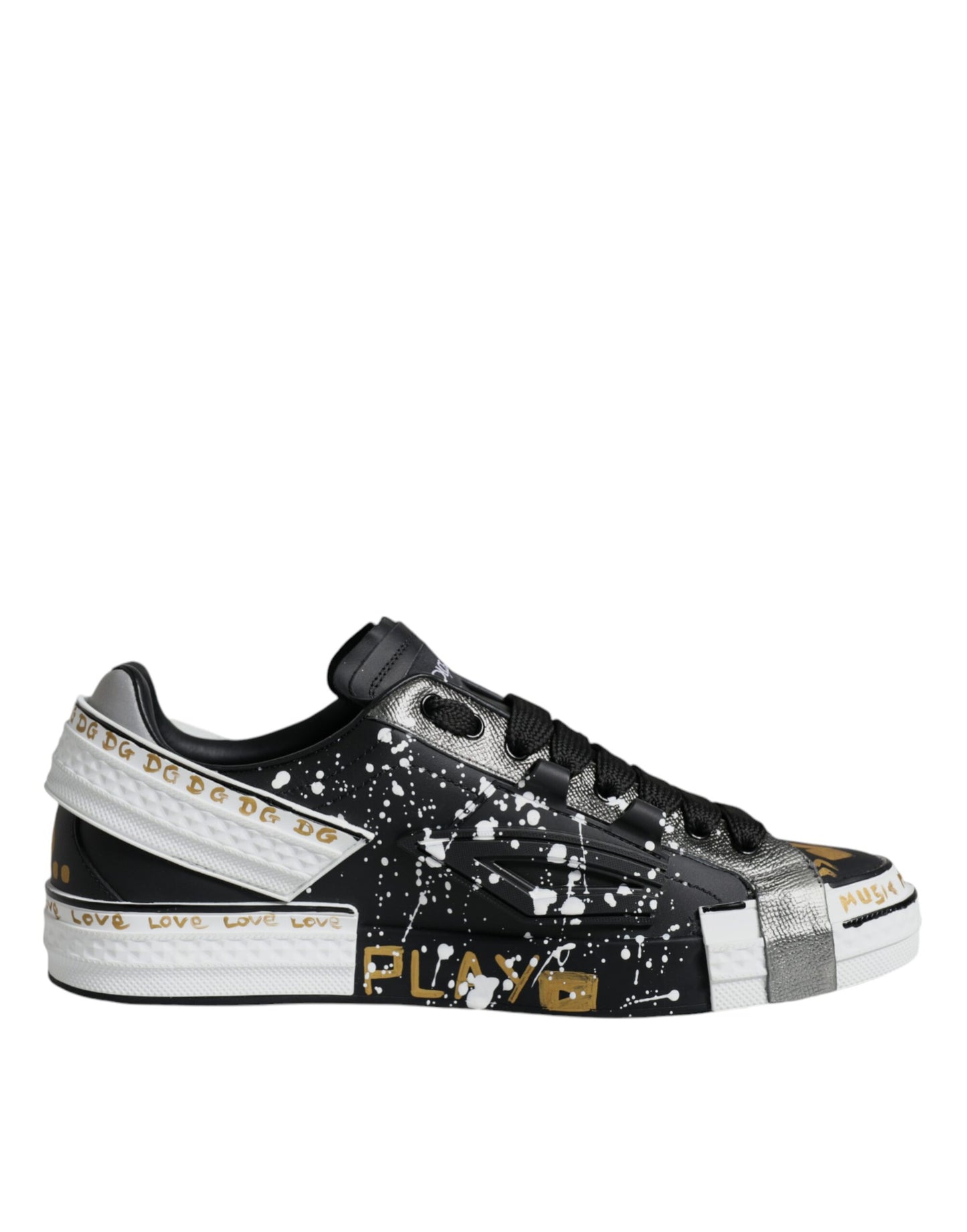 Dolce & Gabbana Black White Portofino Low Top Sneakers Shoes EU44 / US11