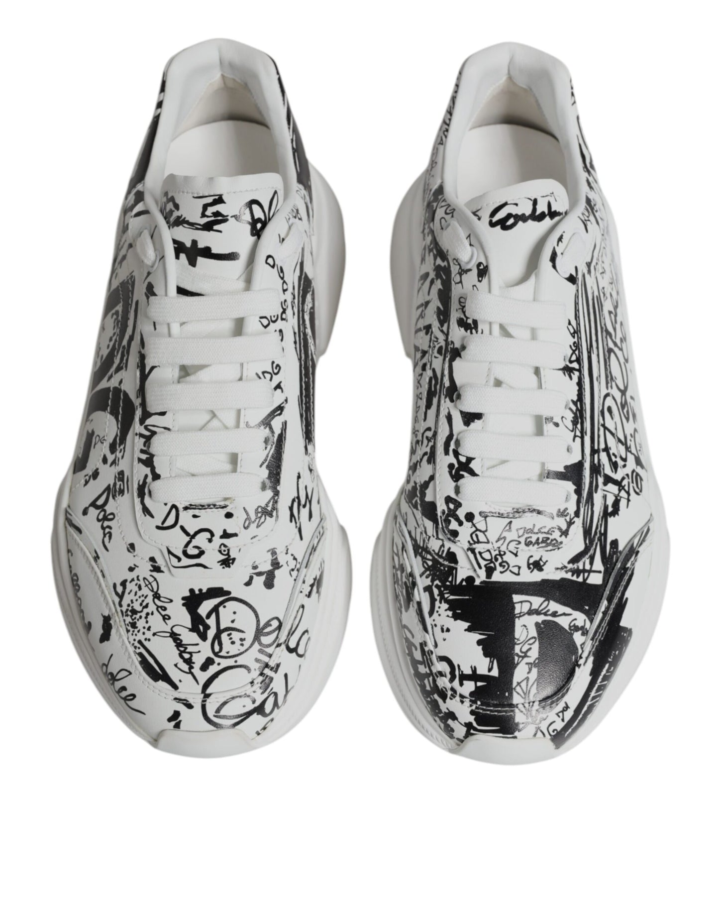 Dolce & Gabbana White Black Graffiti Daymaster Sneakers Shoes EU45 / US12