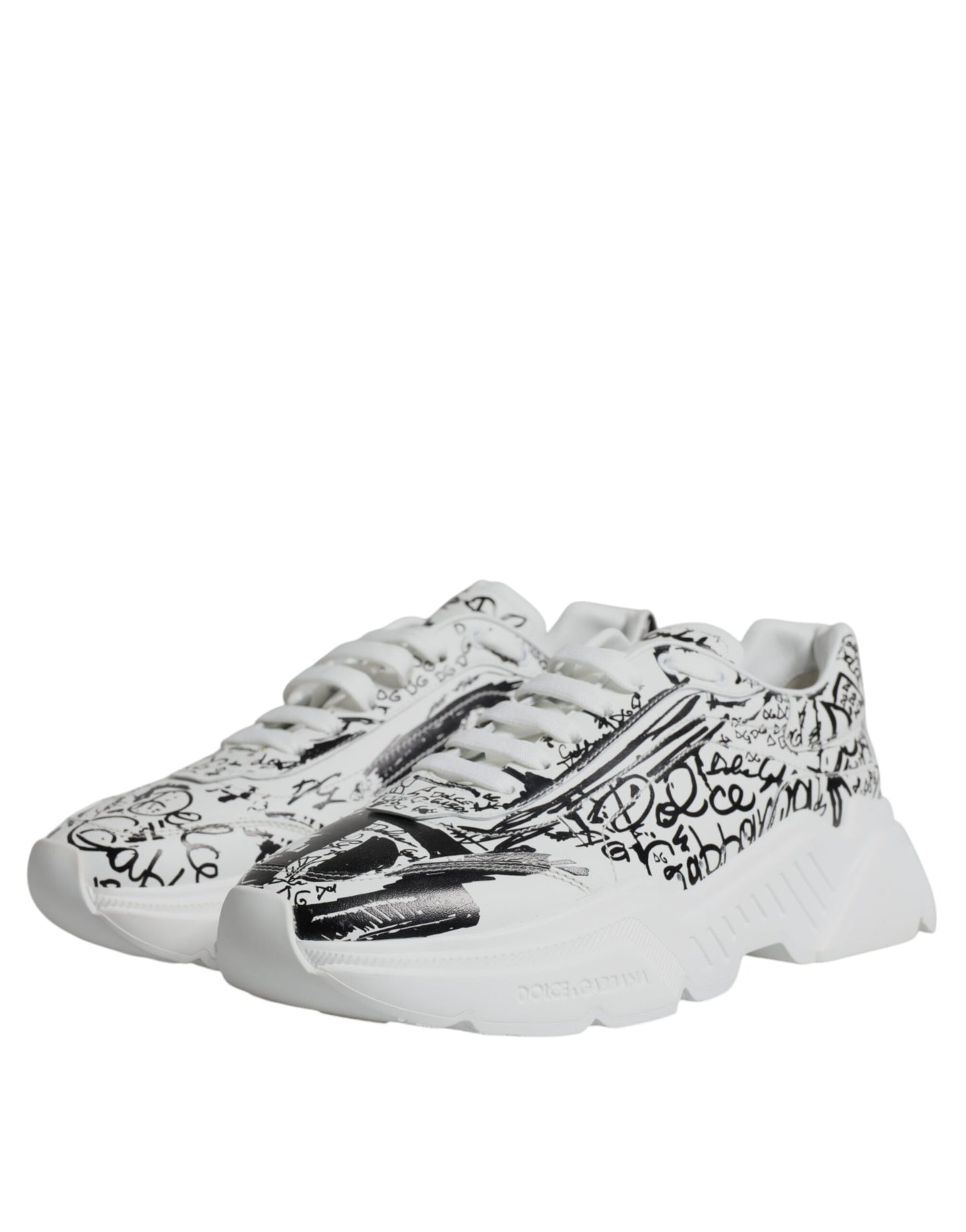 Dolce & Gabbana White Black Graffiti Daymaster Sneakers Shoes EU45 / US12