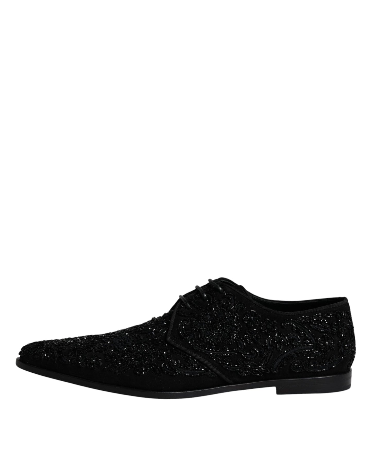 Dolce & Gabbana Black Embellished Suede Derby Formal Shoes EU45 / US12