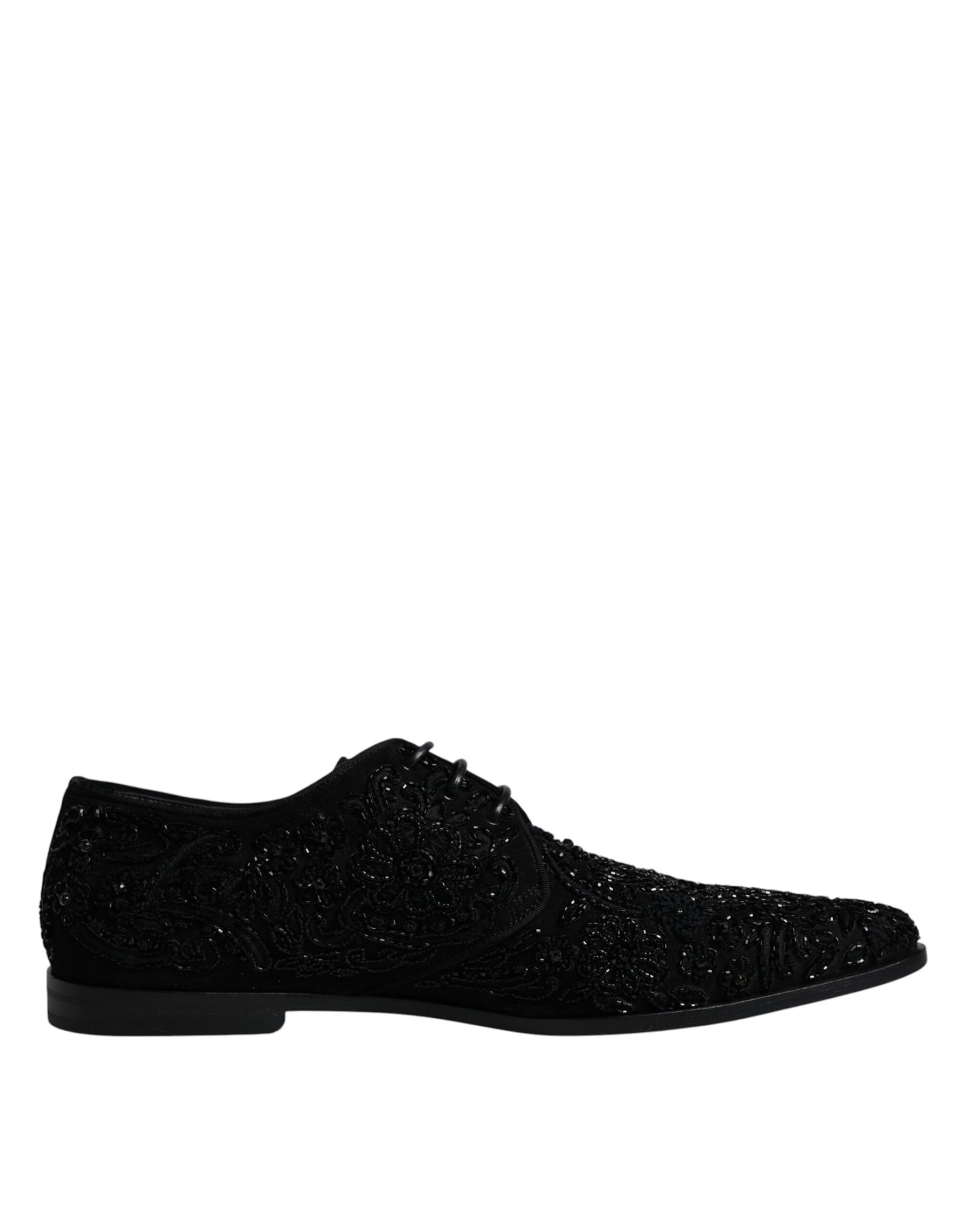 Dolce & Gabbana Black Embellished Suede Derby Formal Shoes EU45 / US12