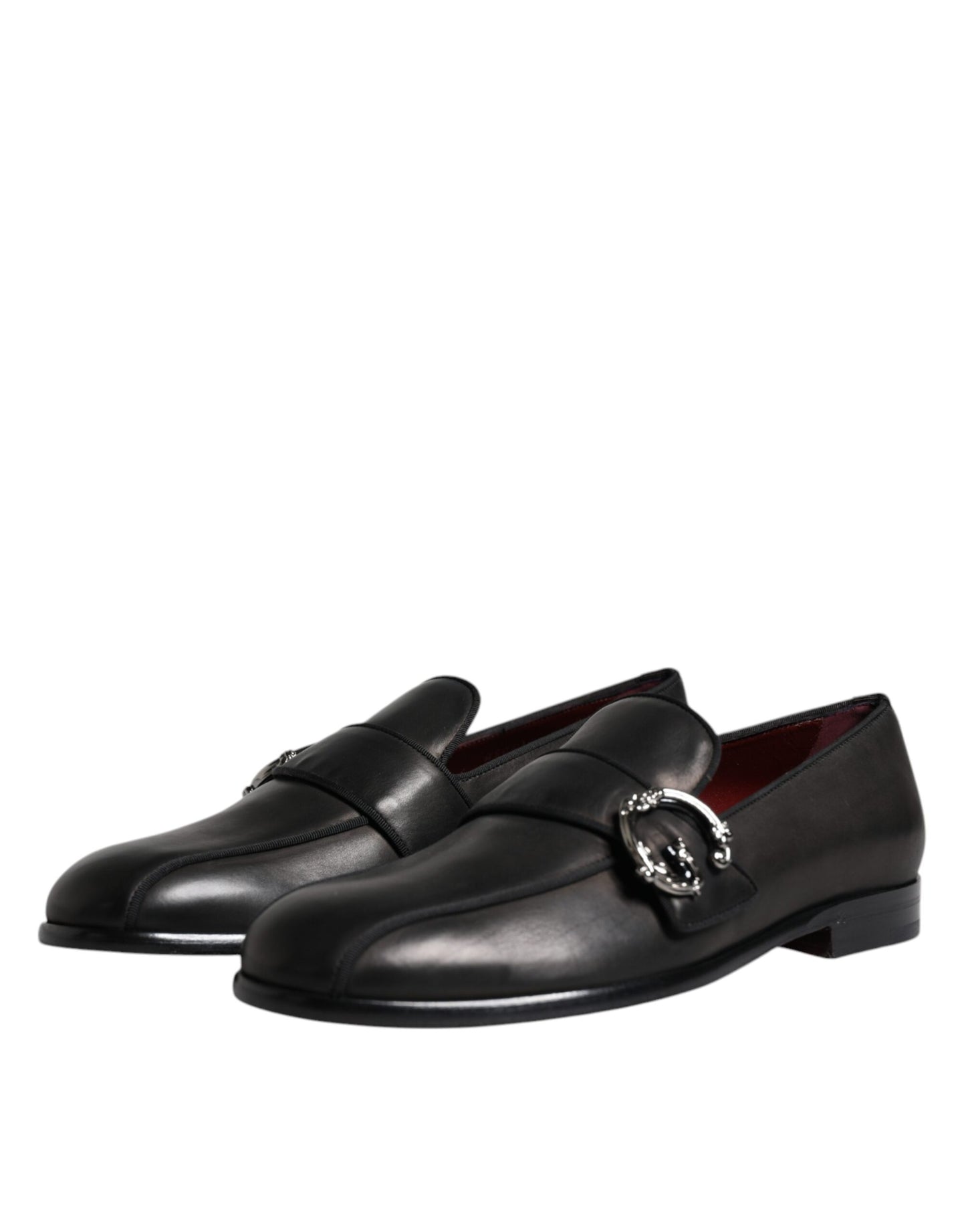 Dolce & Gabbana Black Leather Logo Slip On Men Loafers Shoes EU41.5 / US8.5