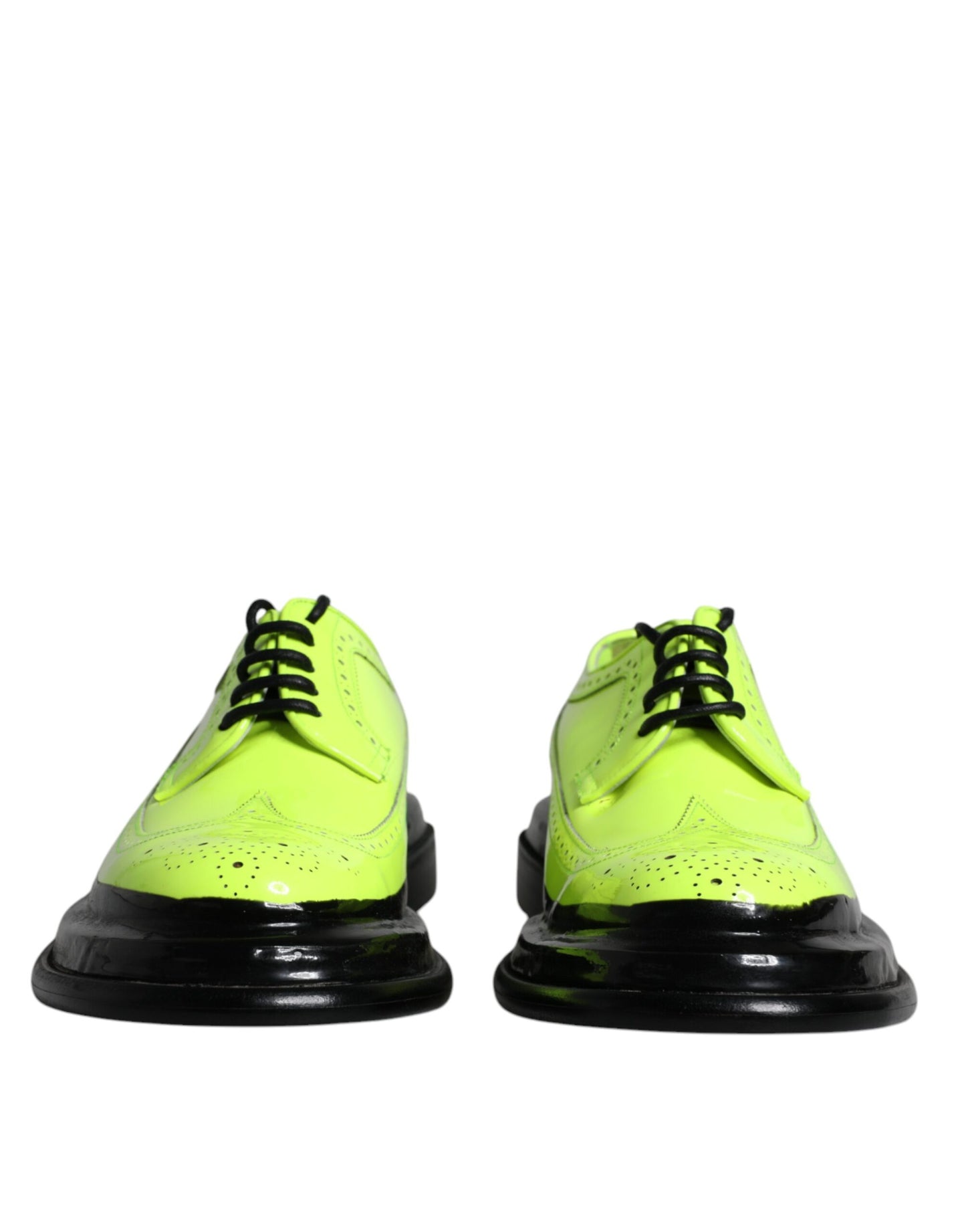 Dolce & Gabbana Neon Green Leather Lace Up Derby Dress Shoes EU44 / US11