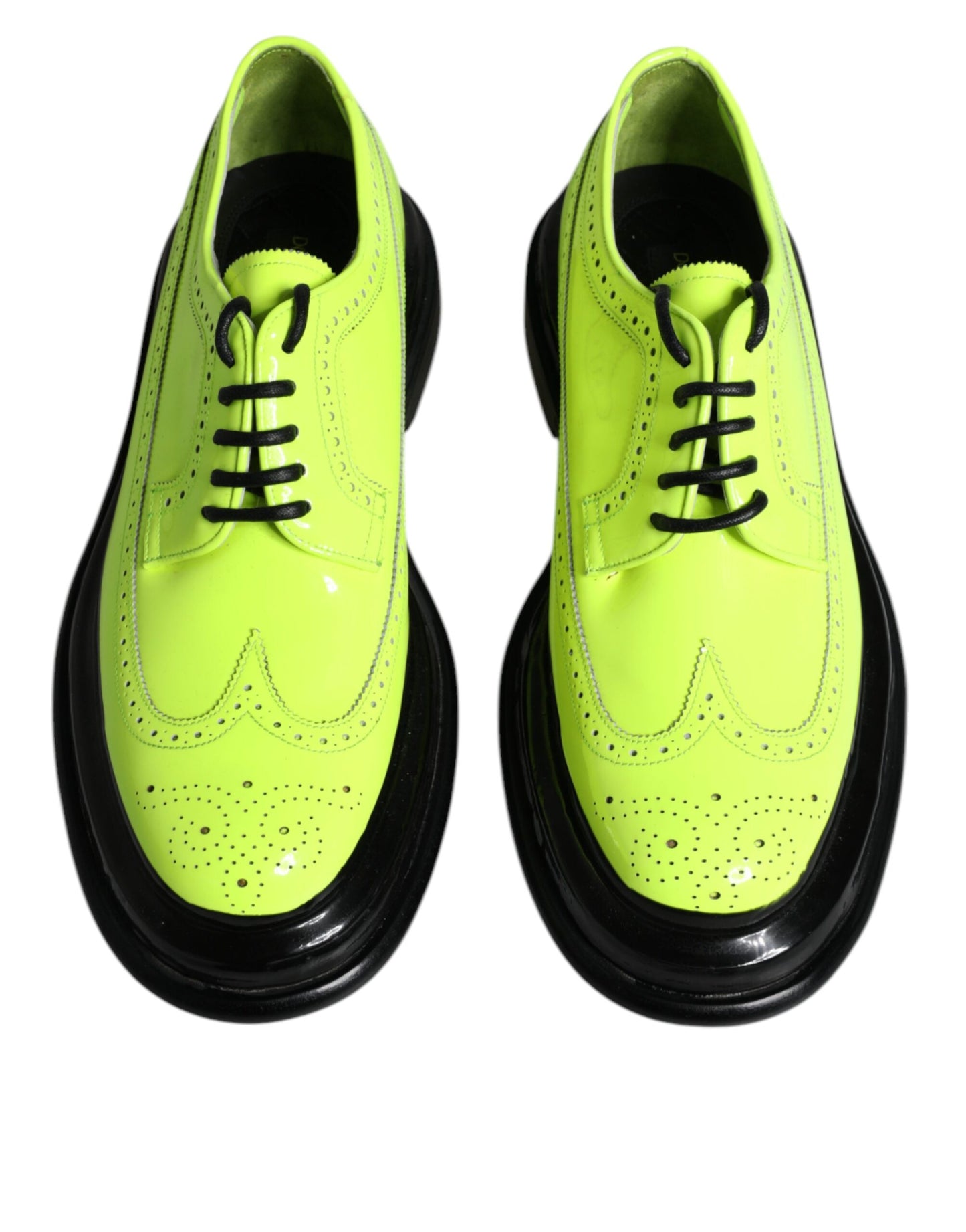 Dolce & Gabbana Neon Green Leather Lace Up Derby Dress Shoes EU44 / US11