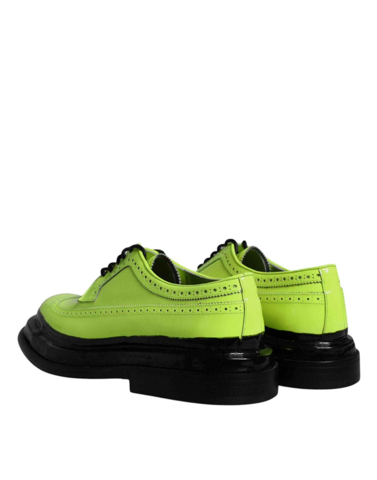 Dolce & Gabbana Neon Green Leather Lace Up Derby Dress Shoes EU44 / US11