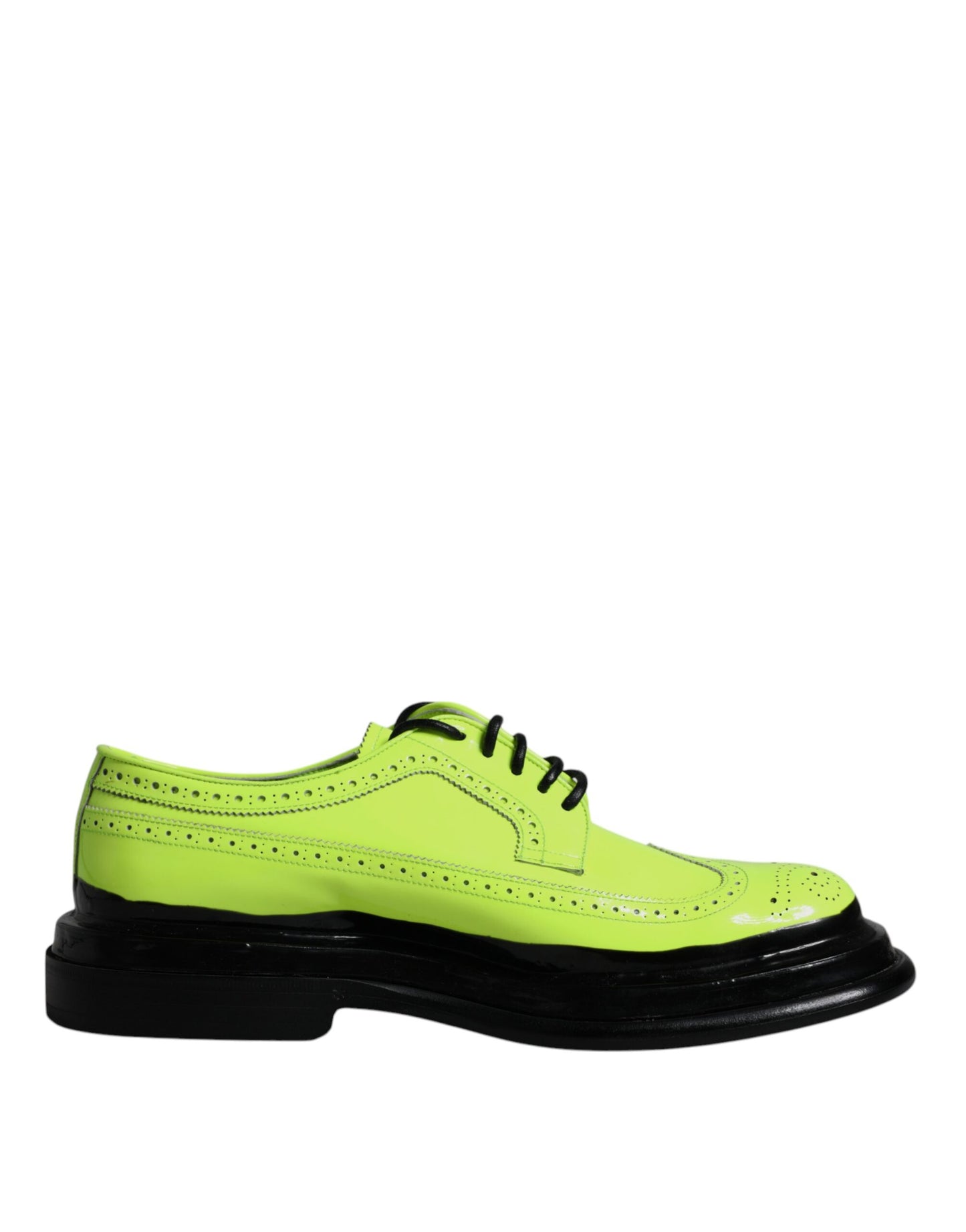 Dolce & Gabbana Neon Green Leather Lace Up Derby Dress Shoes EU44 / US11