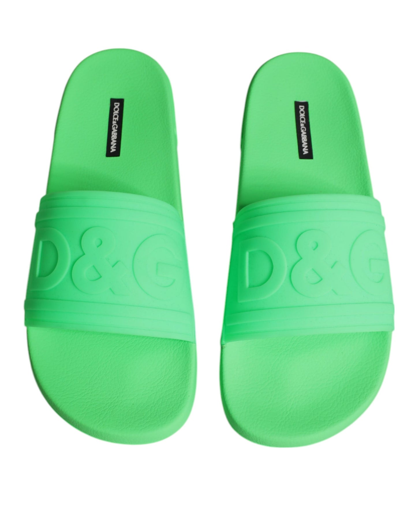 Dolce & Gabbana Green Leather Slides Sandals Beachwear Shoes EU44 / US11