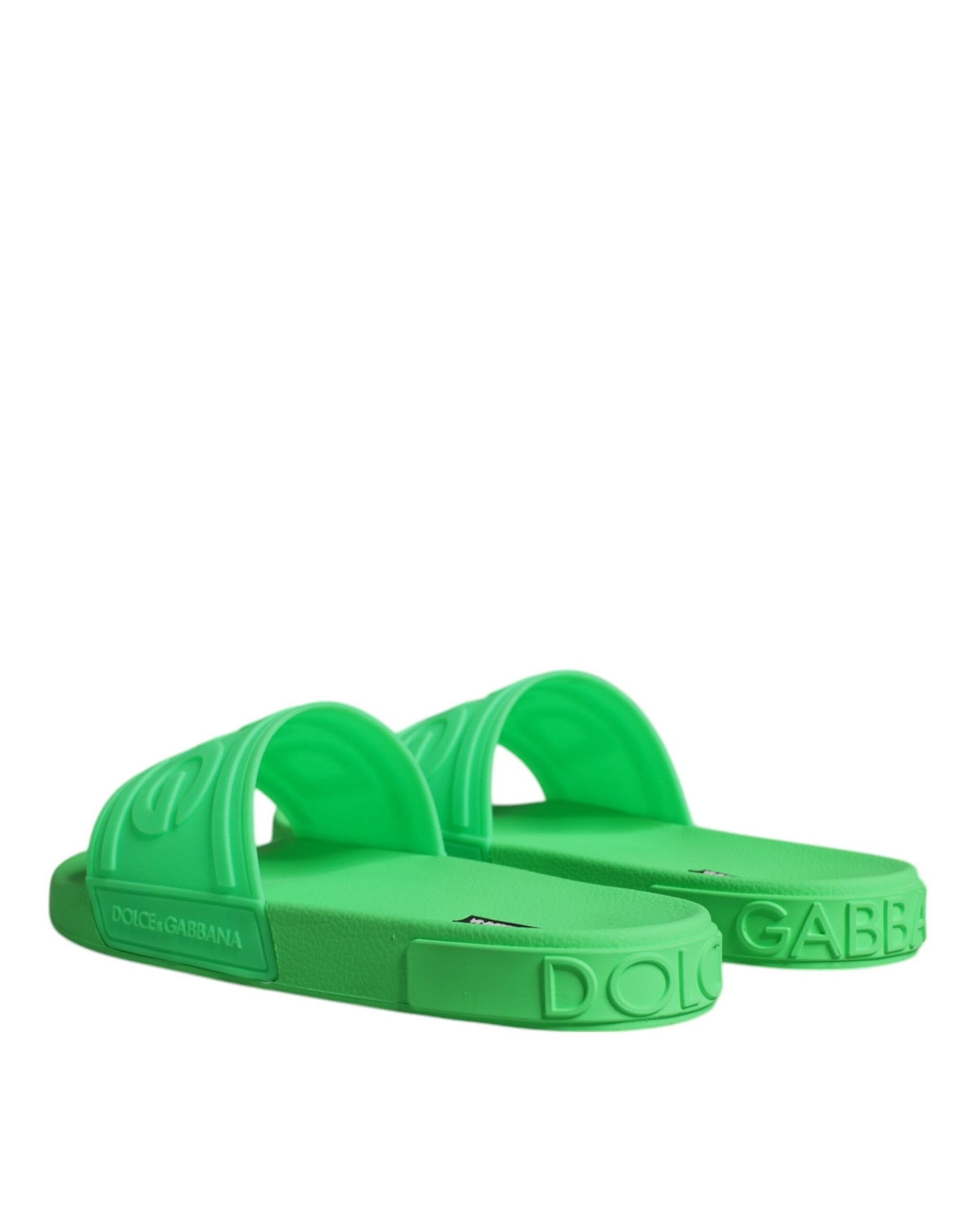 Dolce & Gabbana Green Leather Slides Sandals Beachwear Shoes EU44 / US11