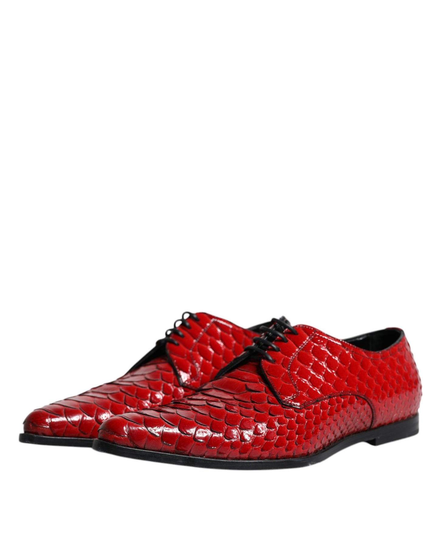 Dolce & Gabbana Red Textured Varnished Derby Men Formal Shoes EU43 / US10