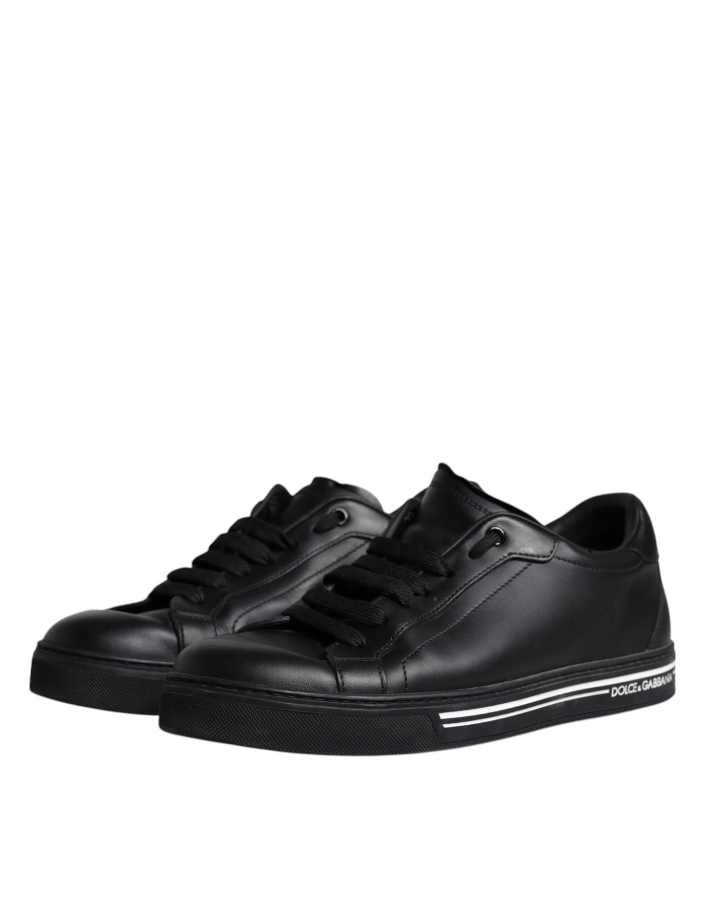 Dolce & Gabbana Black Leather Low Top Sneakers Shoes EU40.5 / US7.5