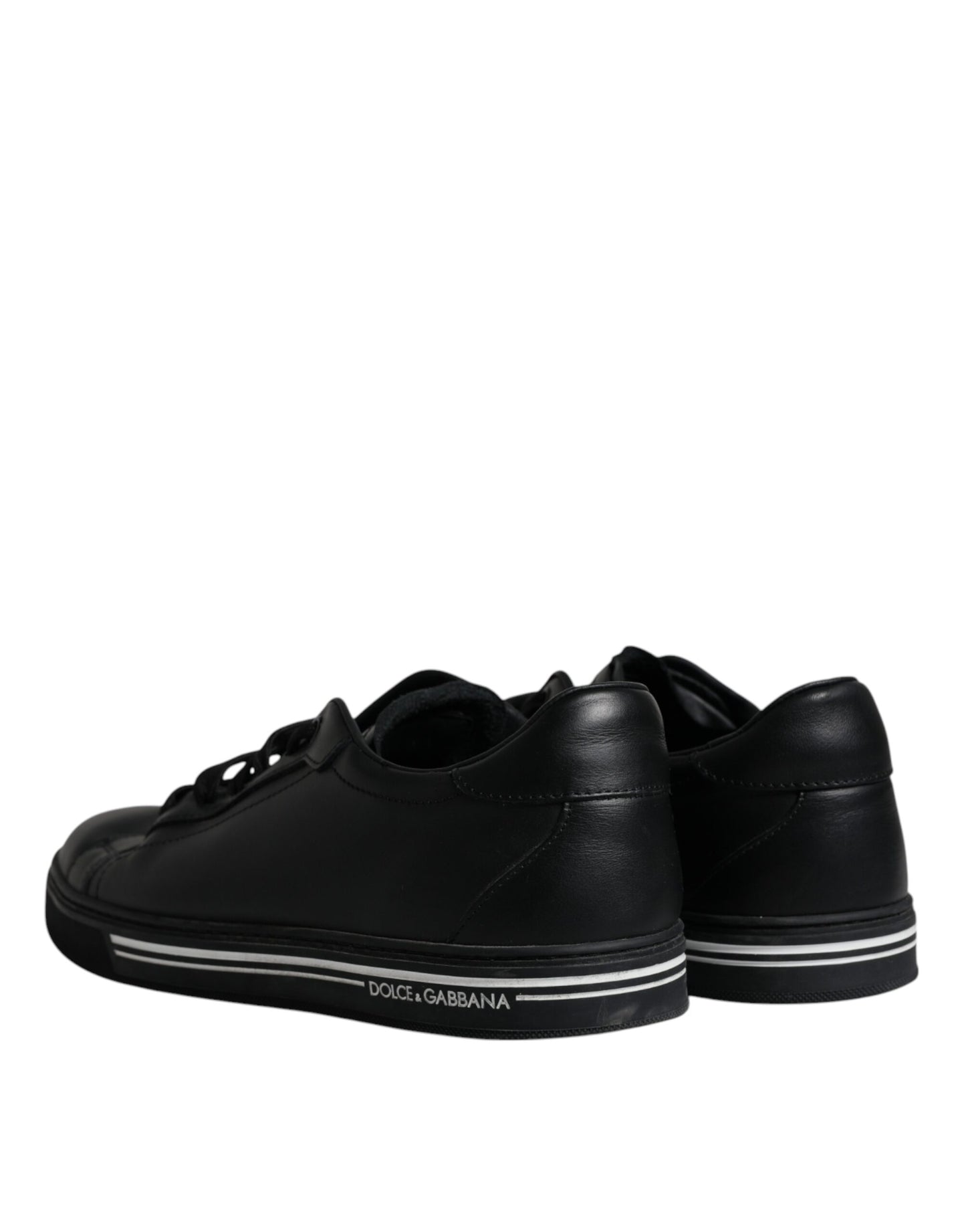 Dolce & Gabbana Black Leather Low Top Sneakers Shoes EU40.5 / US7.5