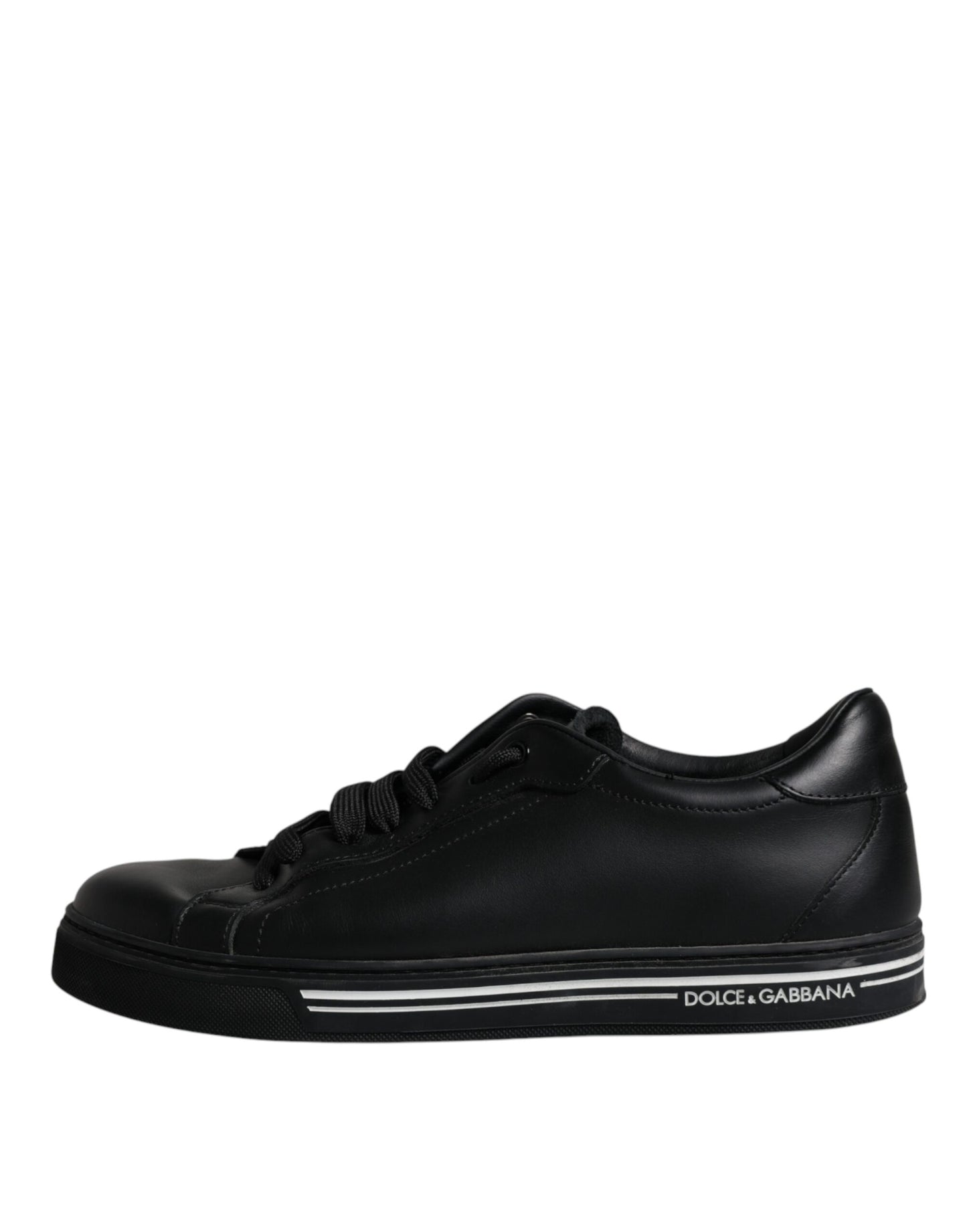 Dolce & Gabbana Black Leather Low Top Sneakers Shoes EU40.5 / US7.5