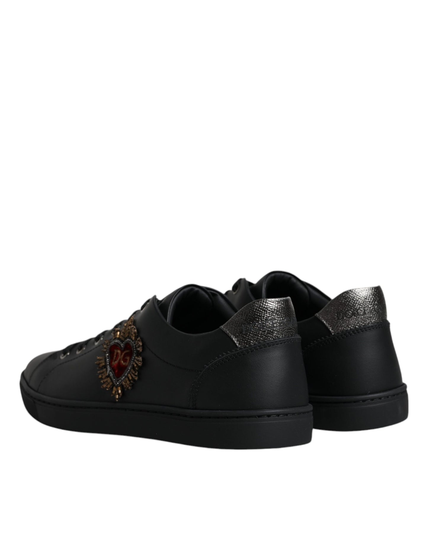 Dolce & Gabbana Black London Sacred Heart Men Sneakers Shoes