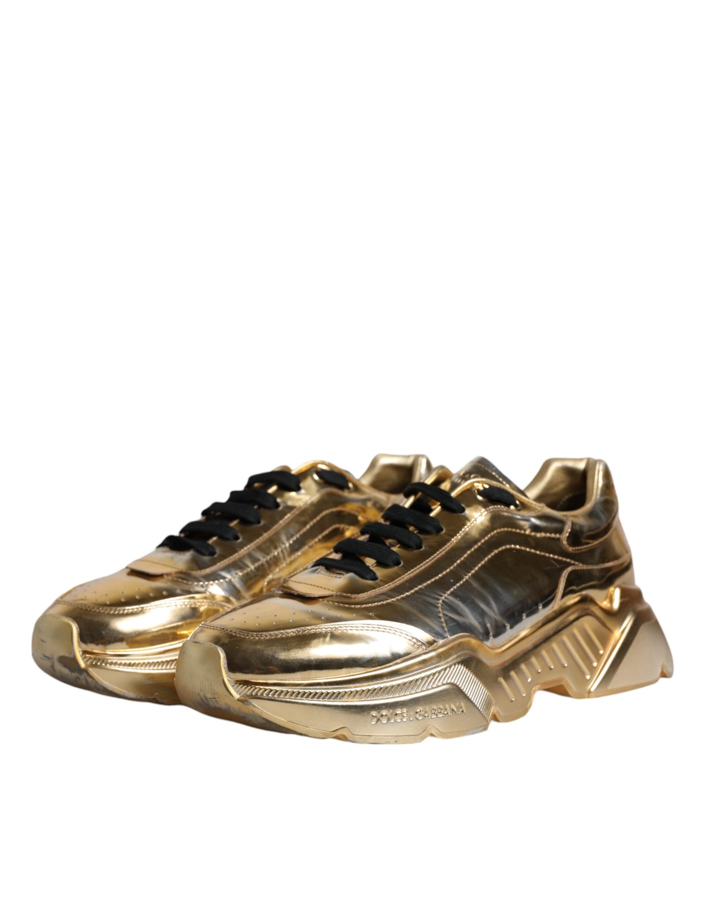 Dolce & Gabbana Gold Leather Daymaster Low Top Sneakers Shoes EU44 / US11