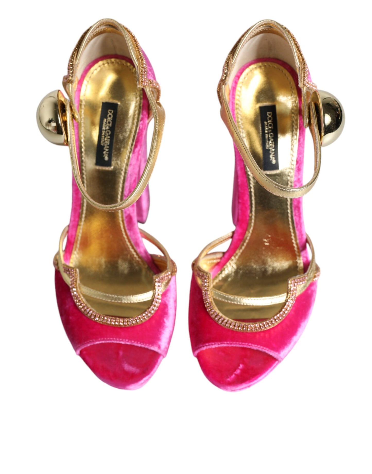 Dolce & Gabbana Pink Velvet Platform Ankle Strap Heel Sandals Shoes EU37 / US7