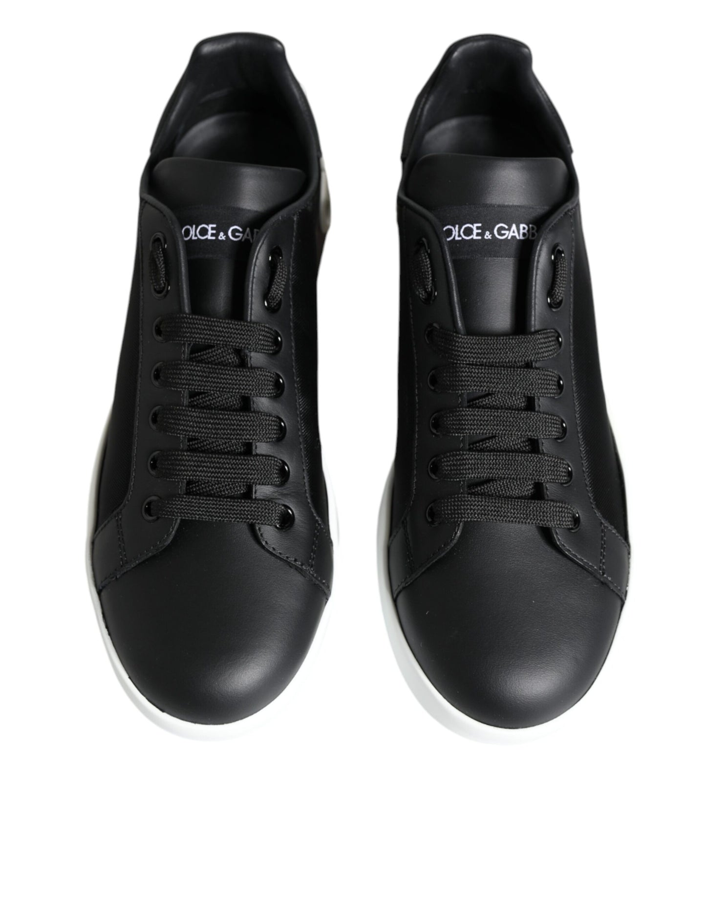 Dolce & Gabbana Black Calf Leather Portofino Sneakers Shoes EU39.5 / US9.5