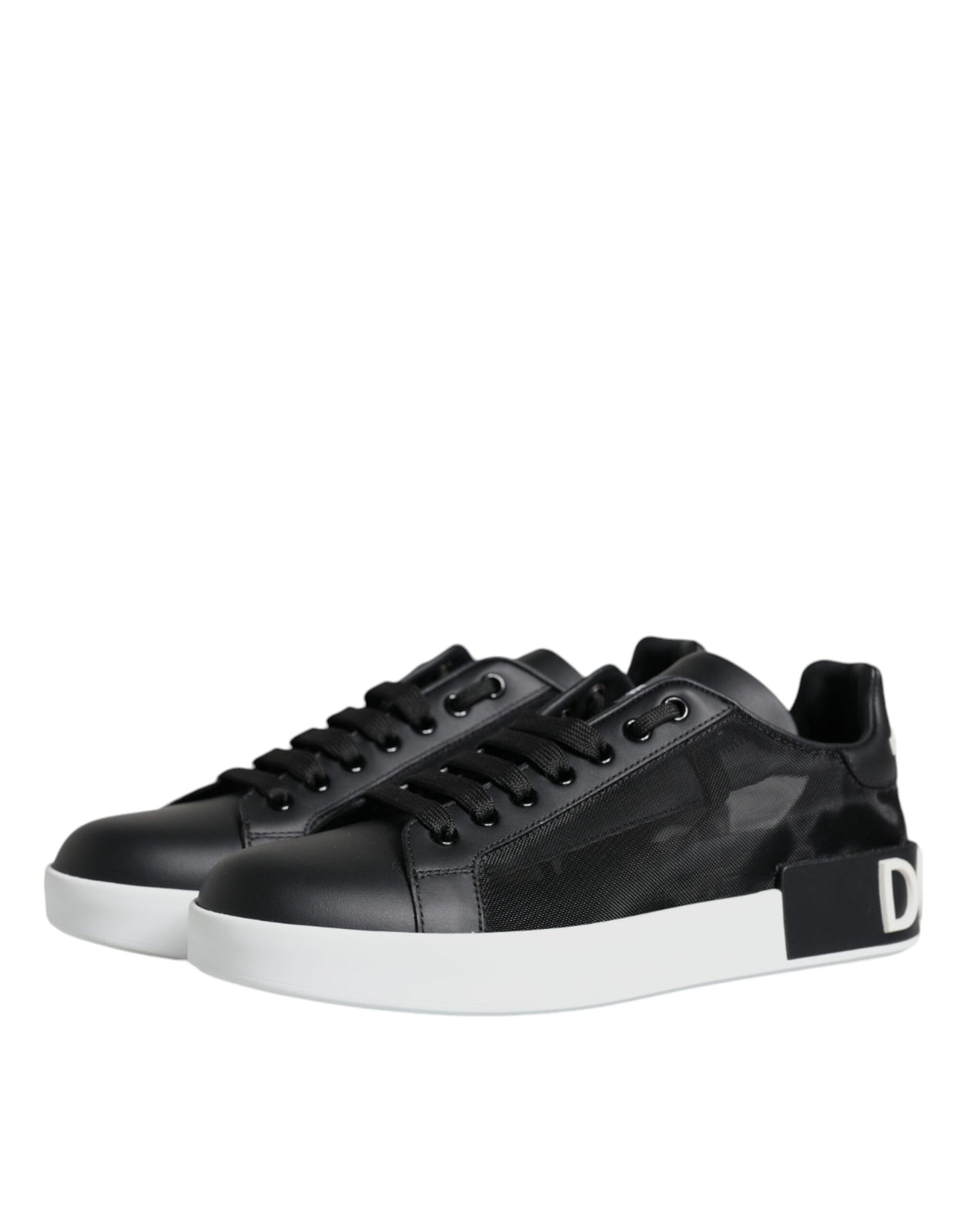 Dolce & Gabbana Black Calf Leather Portofino Sneakers Shoes EU39.5 / US9.5