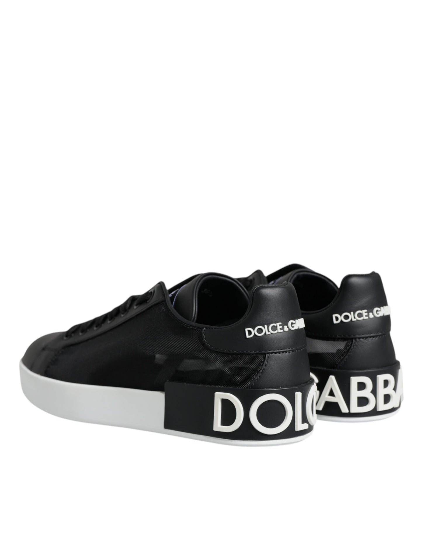 Dolce & Gabbana Black Calf Leather Portofino Sneakers Shoes EU39.5 / US9.5