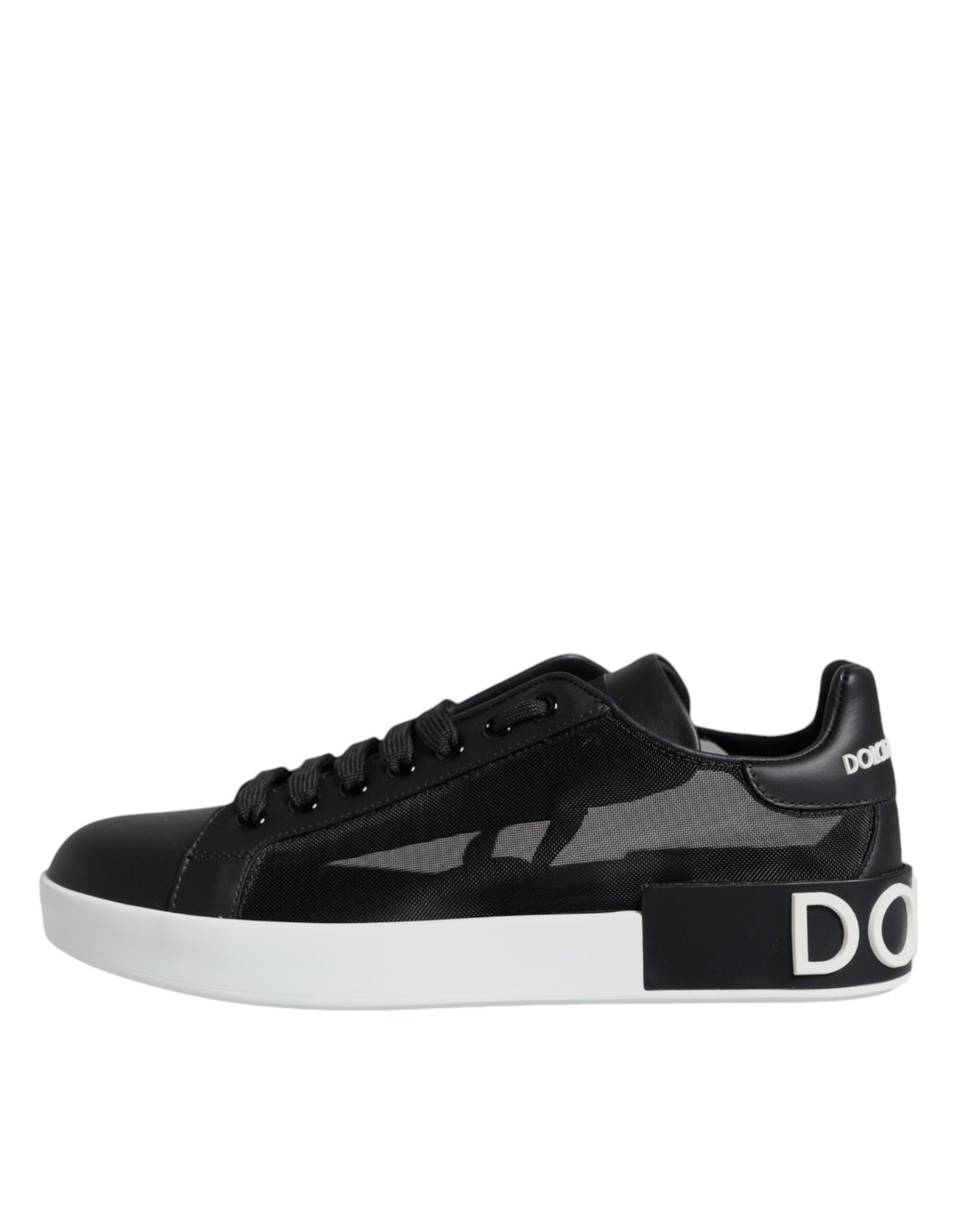 Dolce & Gabbana Black Calf Leather Portofino Sneakers Shoes EU39.5 / US9.5