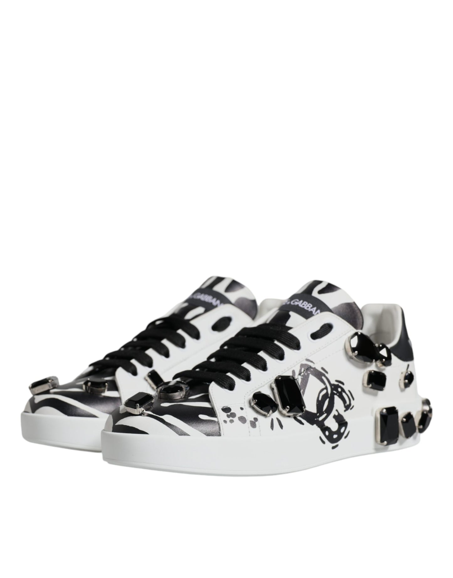 Dolce & Gabbana White Crystal Portofino Low Top Sneaker Shoes EU39 / US9