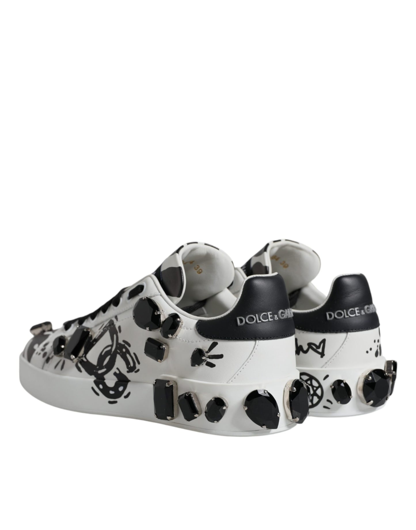 Dolce & Gabbana White Crystal Portofino Low Top Sneaker Shoes EU39 / US9