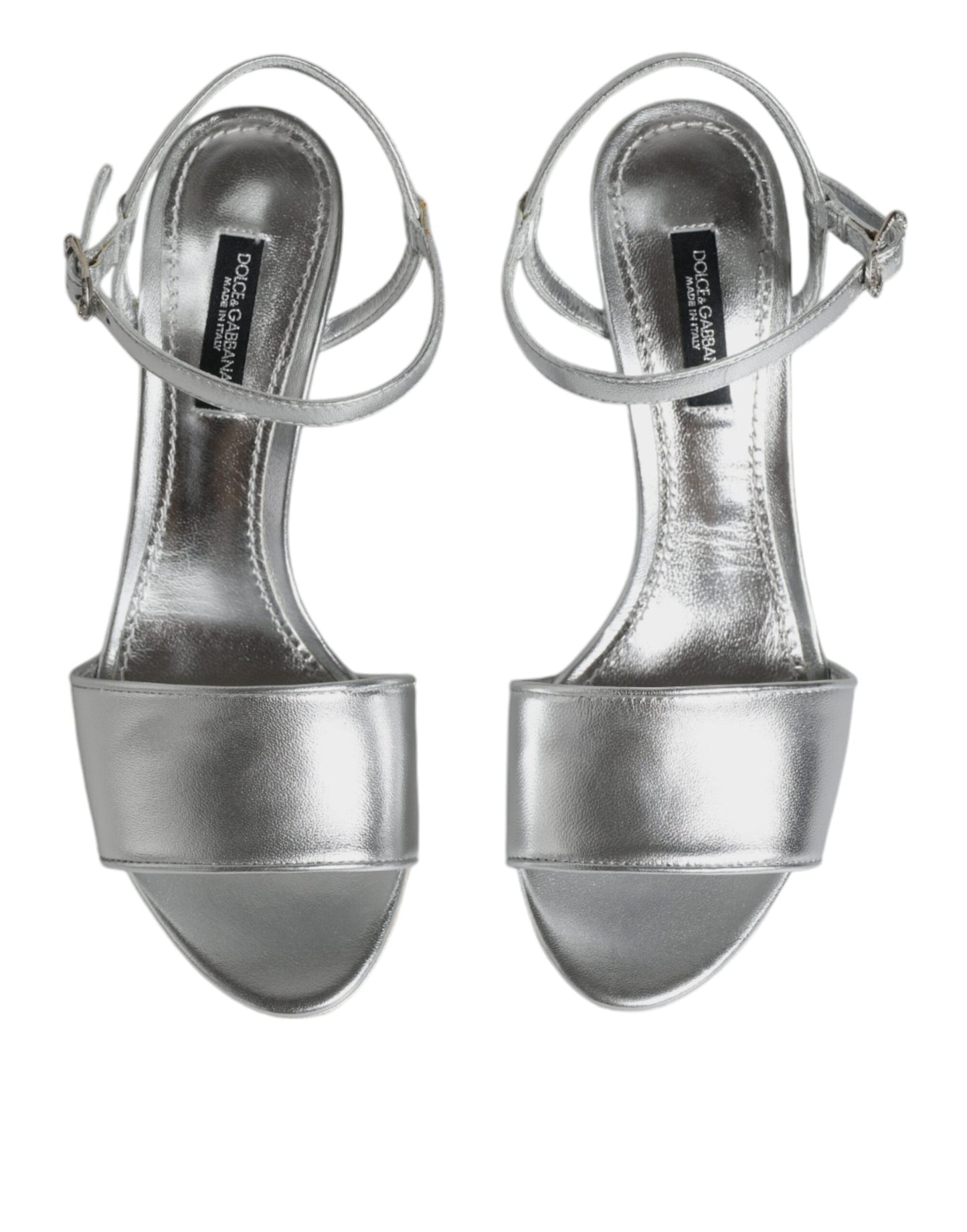 Dolce & Gabbana Silver KEIRA Heels Ankle Strap Sandals Shoes EU35 / US5