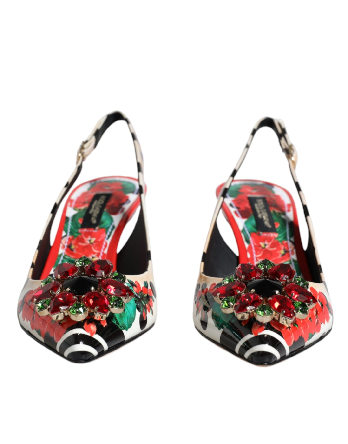 Dolce & Gabbana Multicolor Leather Crystal Heels Slingback Shoes EU35.5 / US5.5