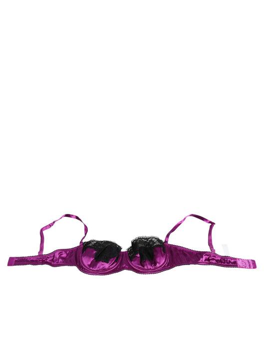 Dolce & Gabbana Purple Silk Underwired Balconette Bra Underwear IT1 / XS