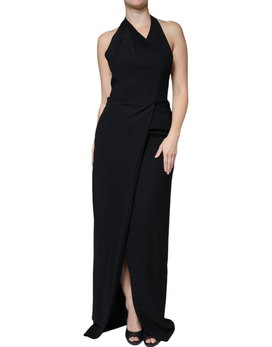 Emporio Armani Black Sleeveless Halter Sheath Long Gown  IT40 | S