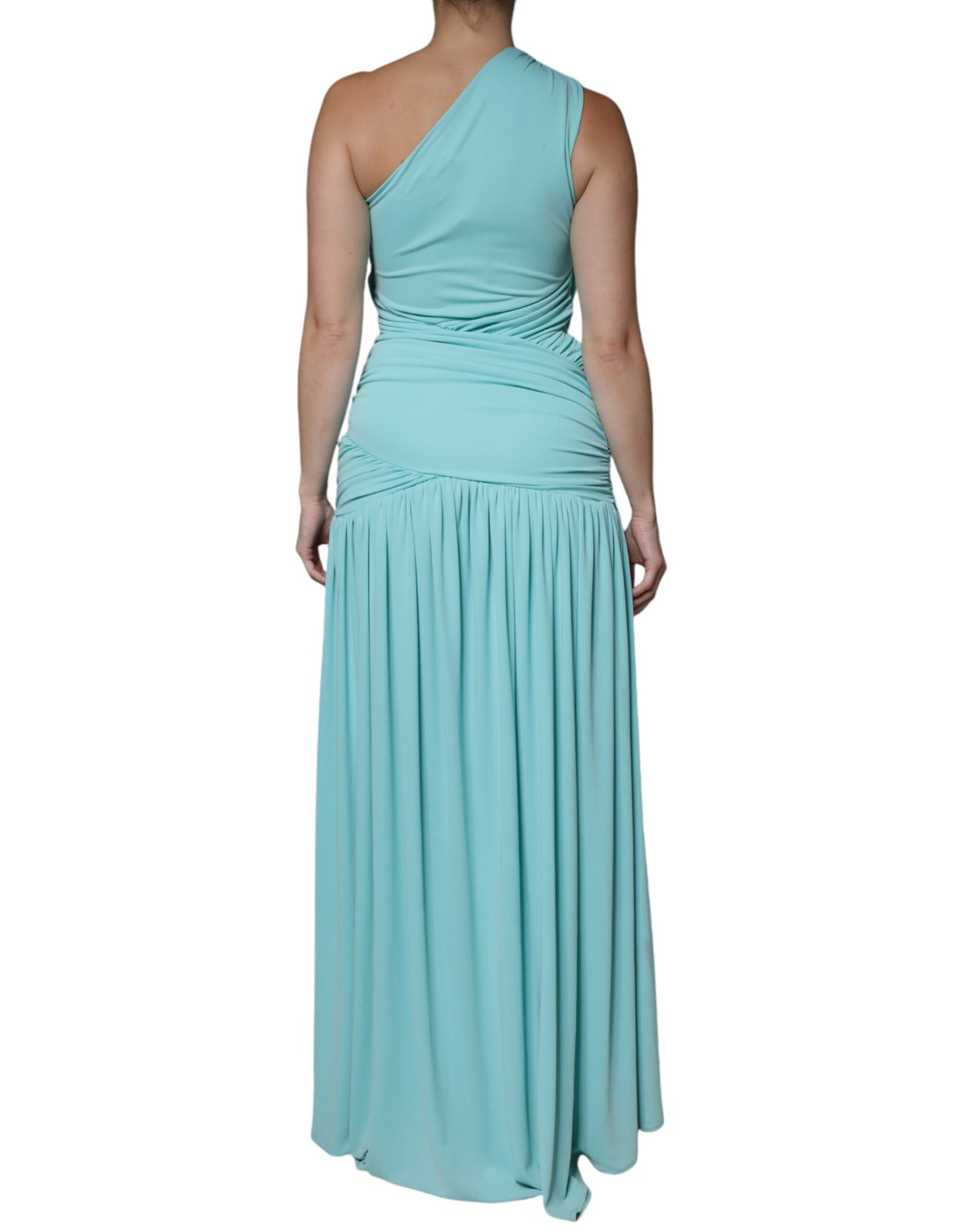 Christian Pellizzari Light Blue Jersey Long Drape One Shoulder Dress IT40 | S