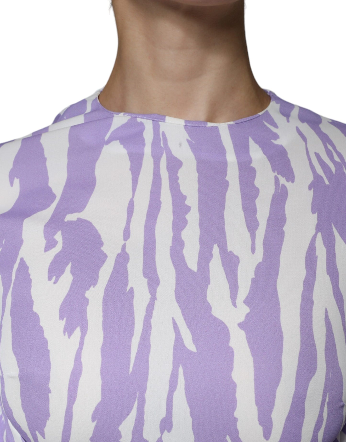 MSGM White Purple Patterned Viscose Short Sleeves Maxi Dress IT40 | S