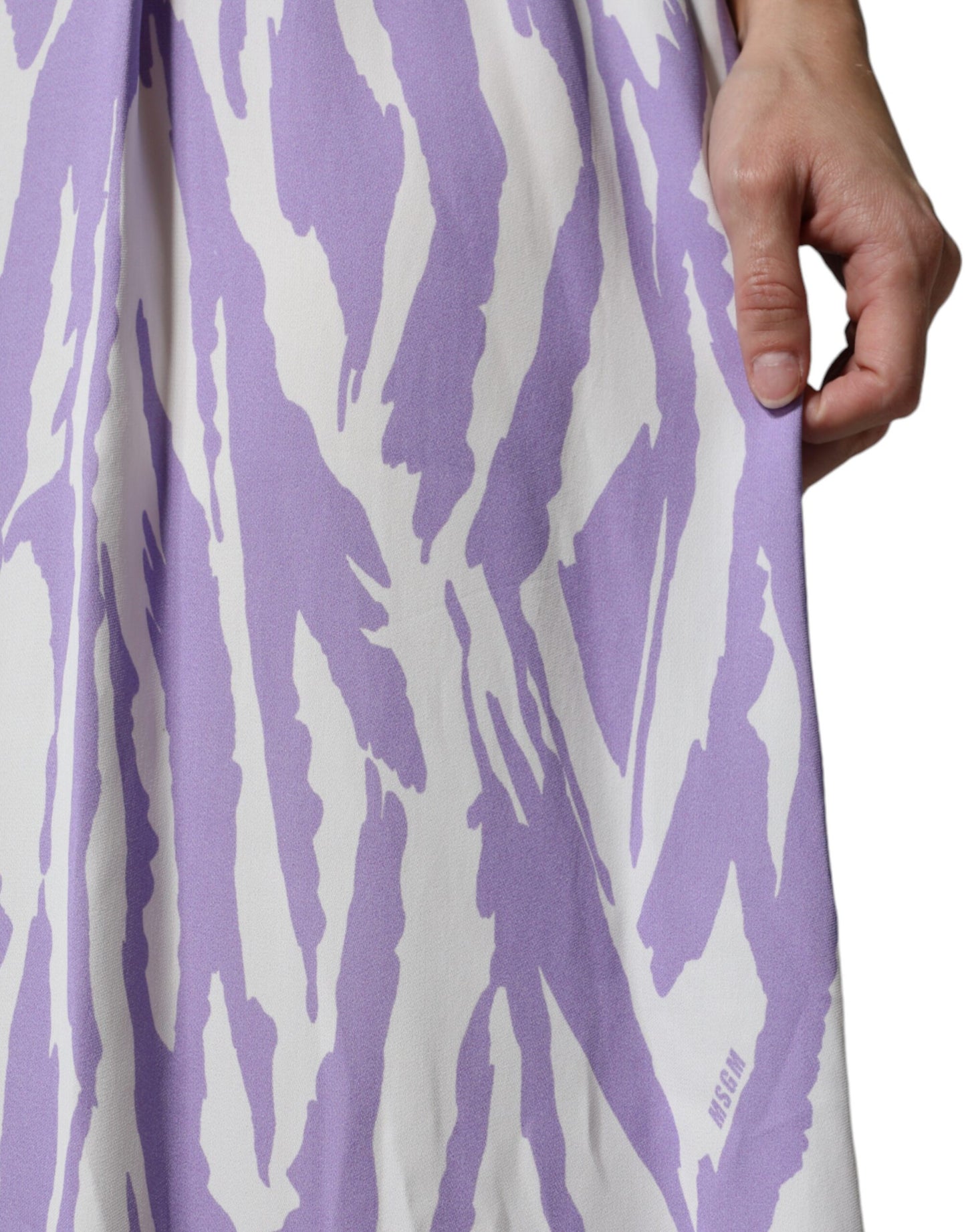 MSGM White Purple Patterned Viscose Short Sleeves Maxi Dress IT40 | S