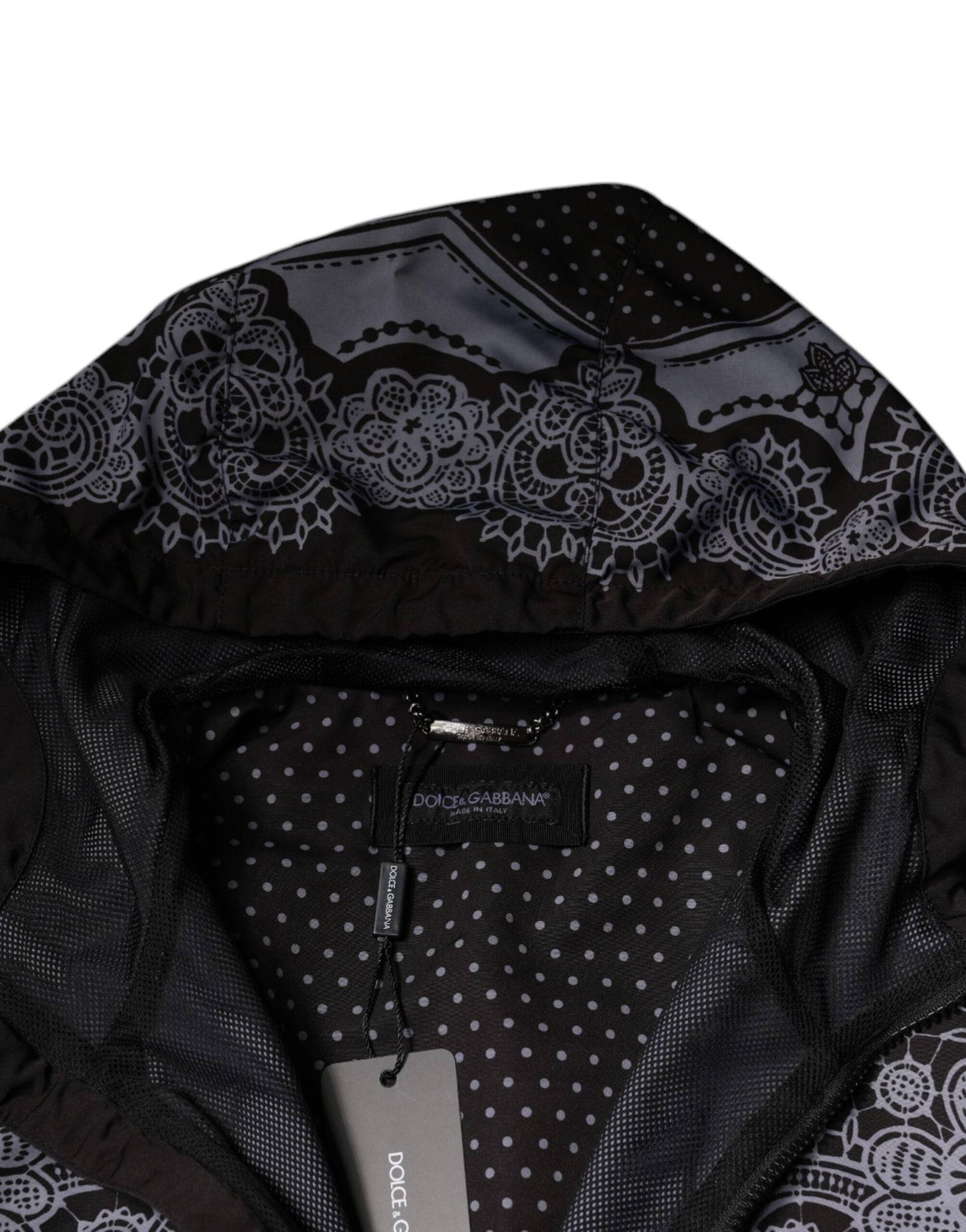 Dolce & Gabbana Black Bandana Hooded Full Zip Bomber Jacket IT50 / L