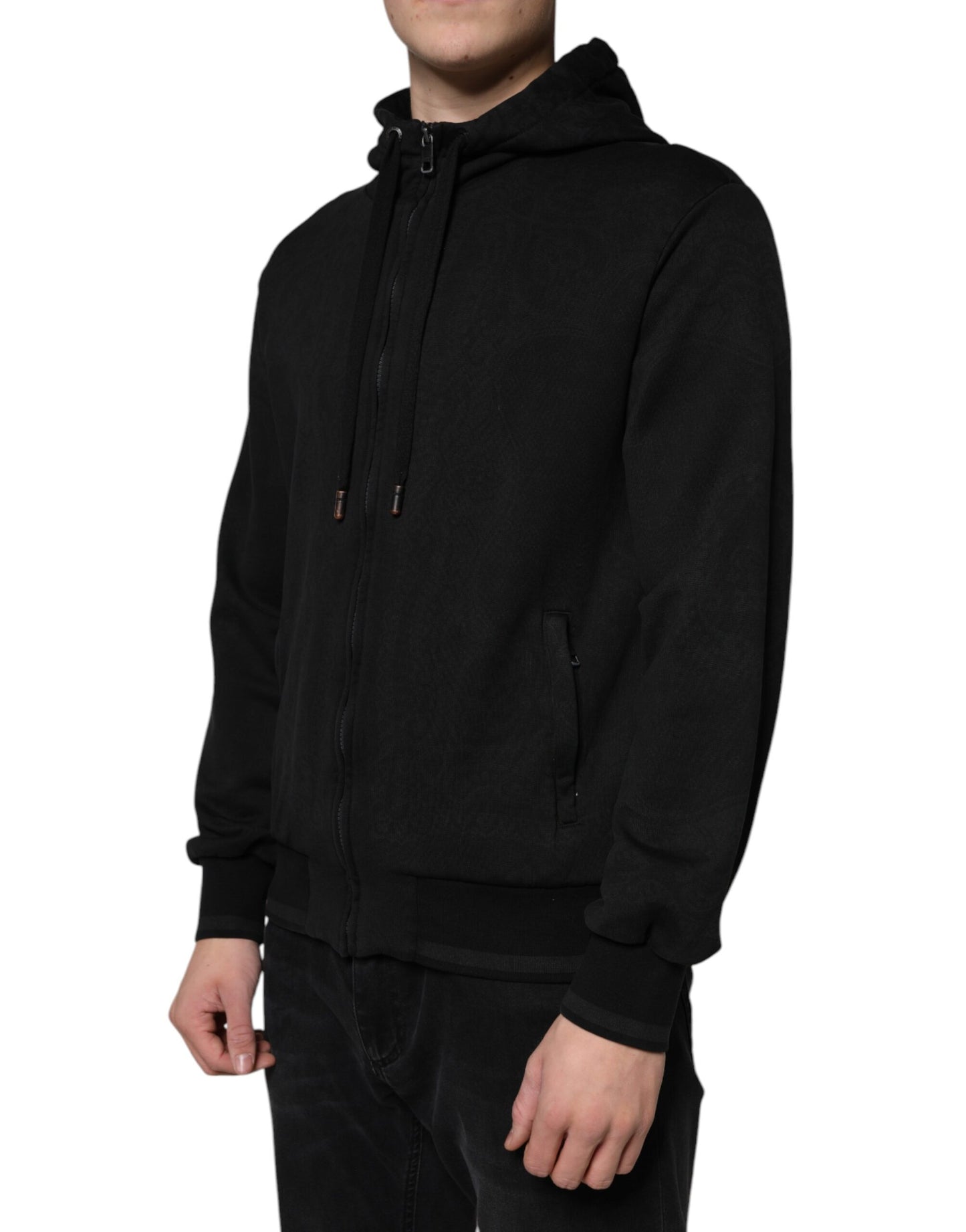 Dolce & Gabbana Black Cotton Full Zip Hooded Bomber Jacket IT50 / L