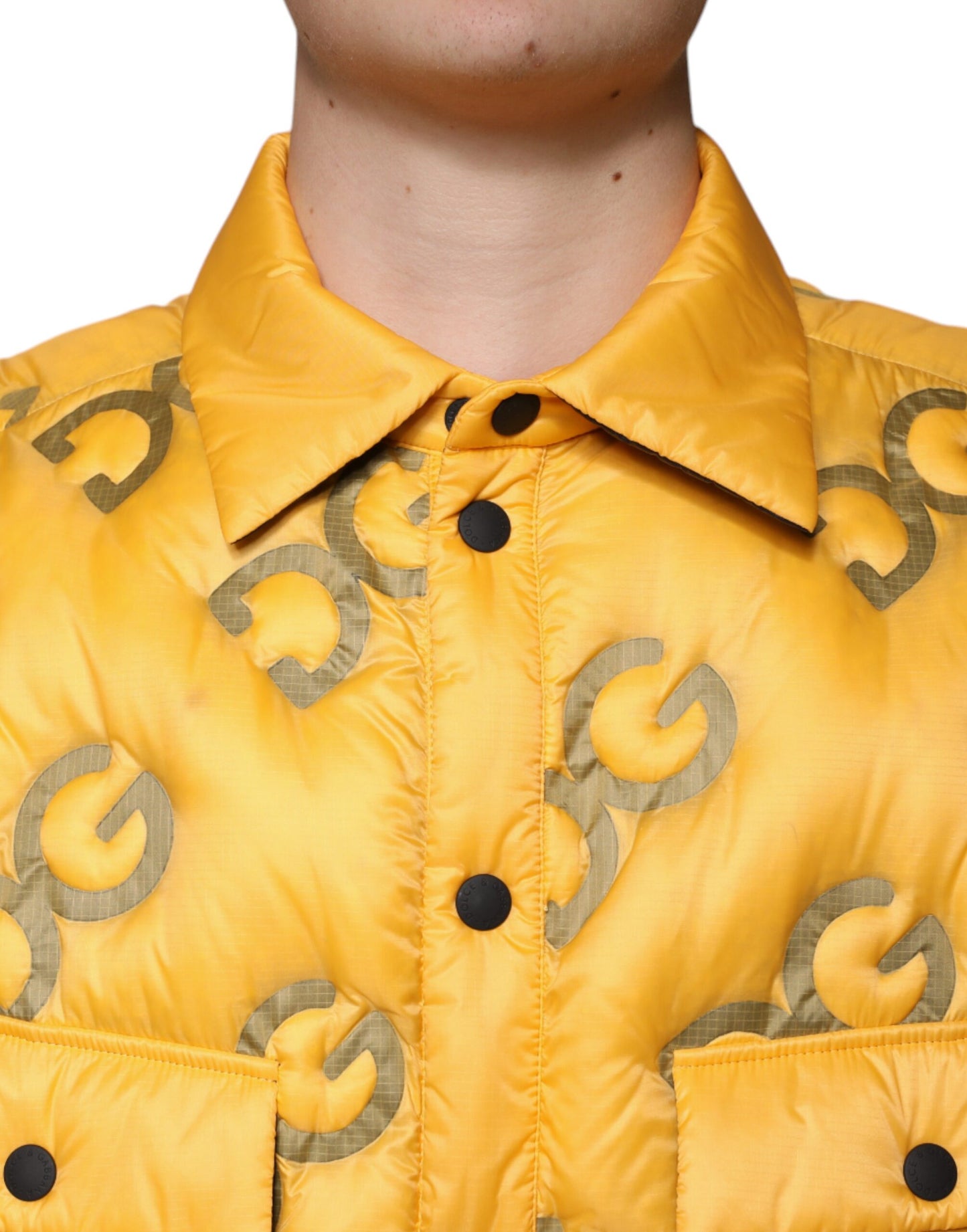 Dolce & Gabbana Yellow Logo Padded Buttoned Blouson Jacket IT52 / XL