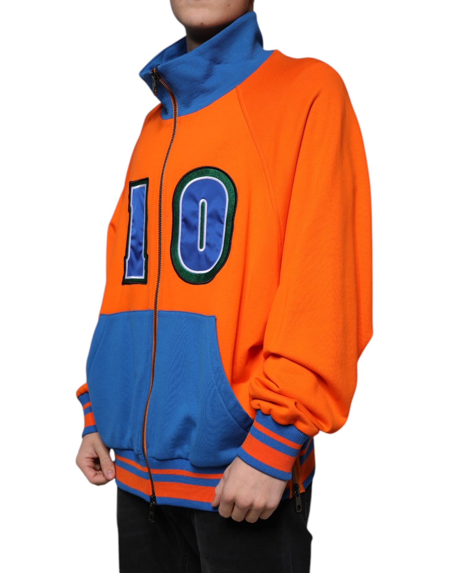 Dolce & Gabbana Orange Blue Full Zip Jersey Bomber Jacket IT56 / XXL