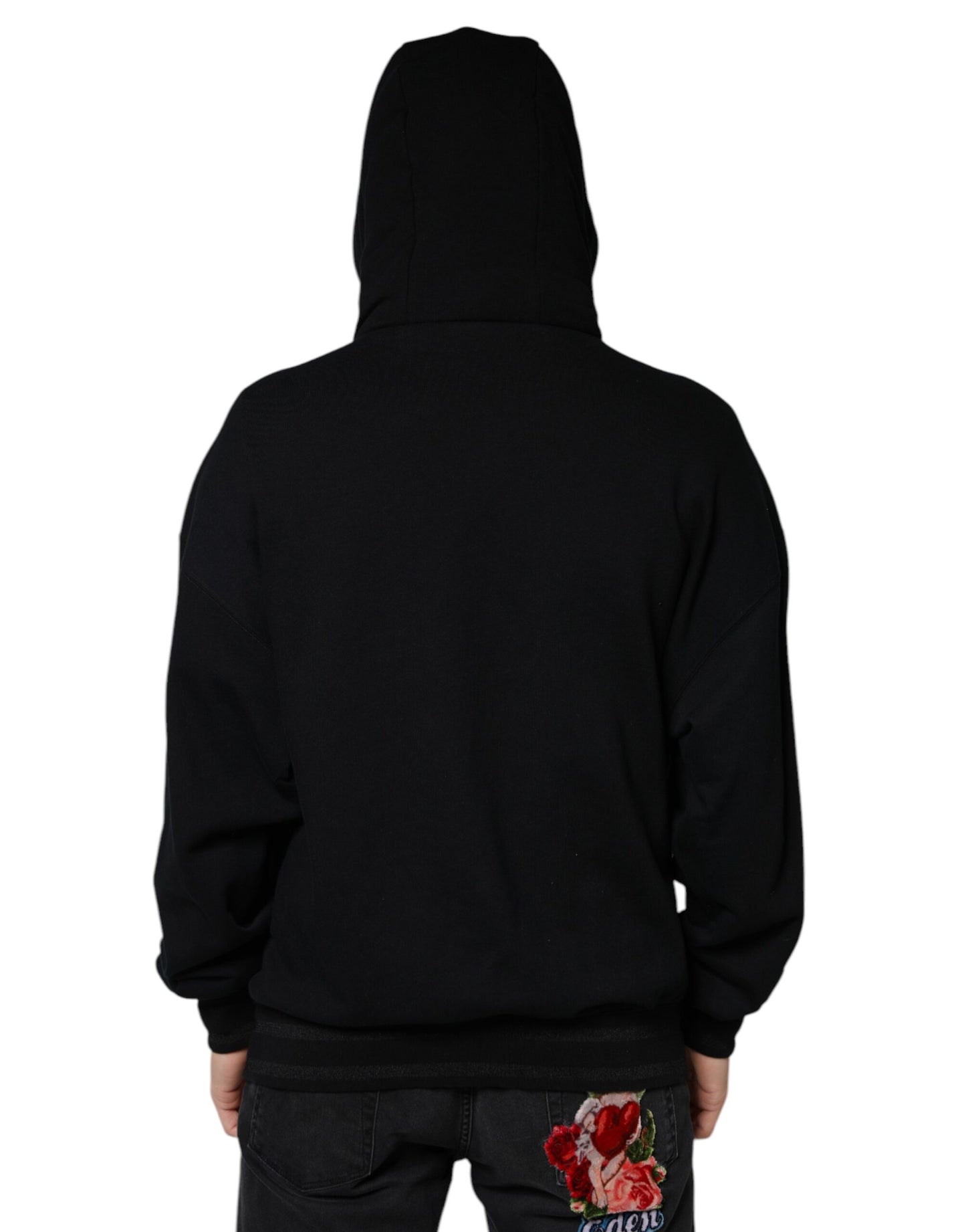 Dolce & Gabbana Black Hooded Pullover Men Sweatshirt Sweater IT50 / L