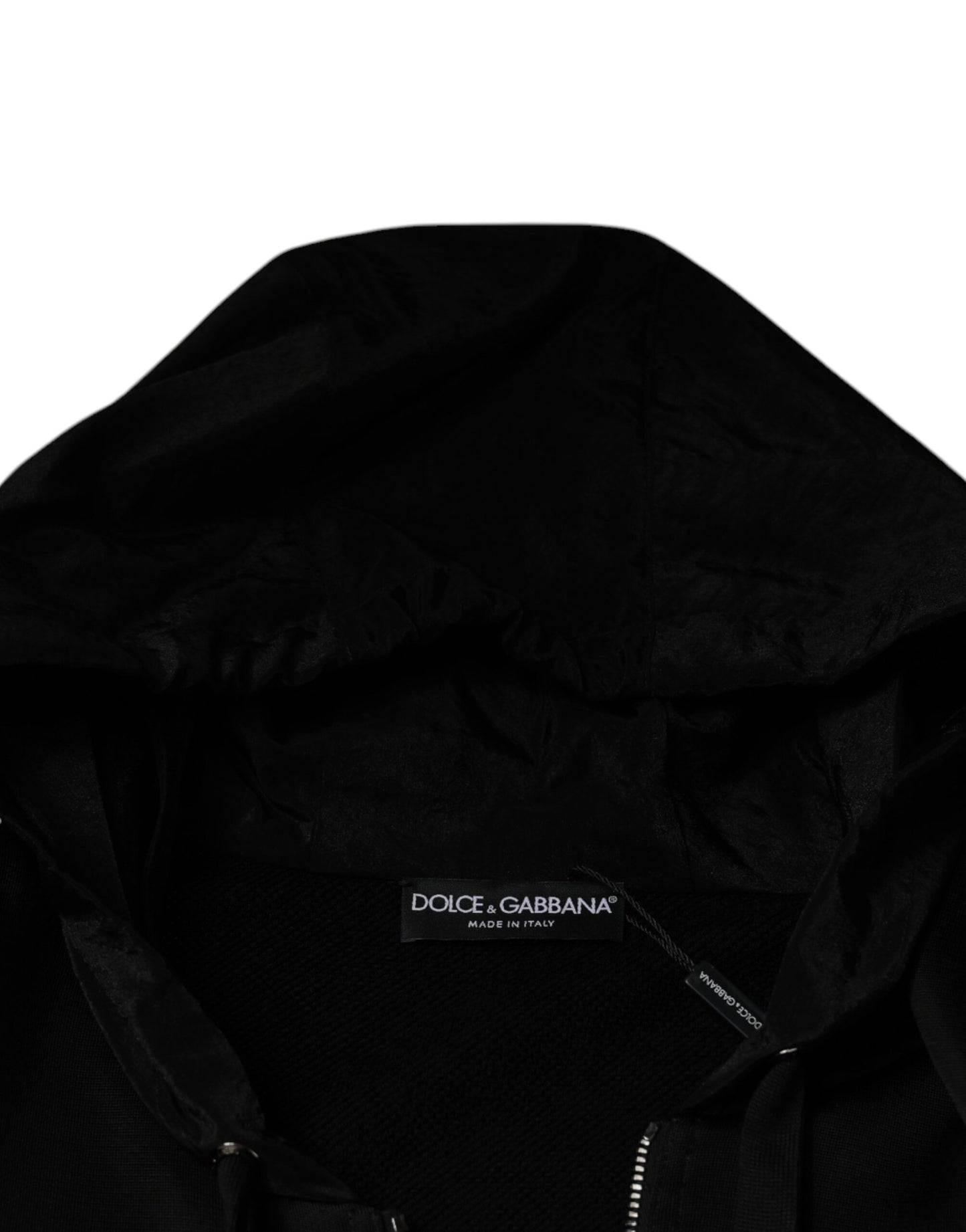 Dolce & Gabbana Black Viscose Full Zip Hooded Bomber Jacket IT50 / L