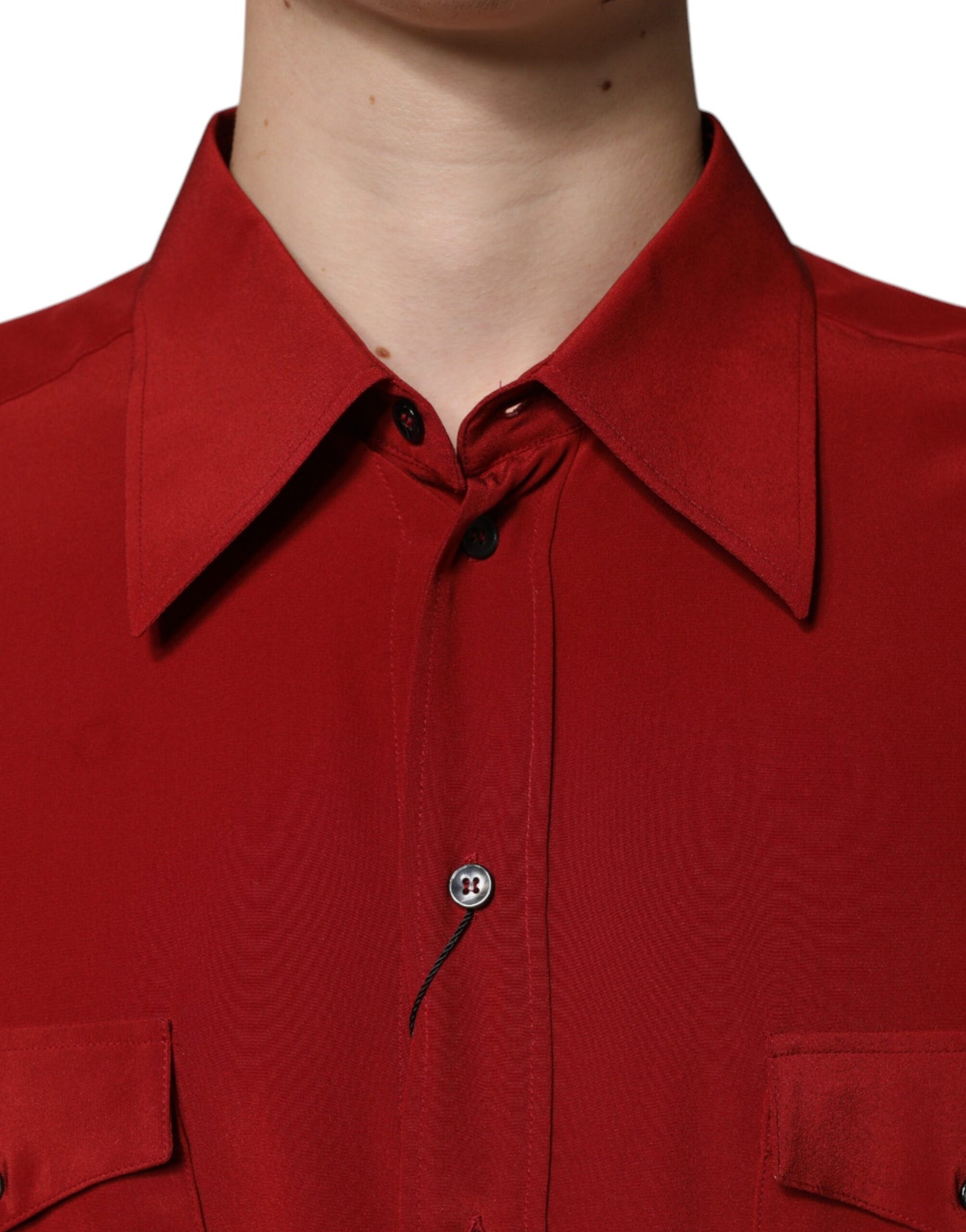 Dolce & Gabbana Red Pink Silk Collared Button Down Shirt IT41 | L