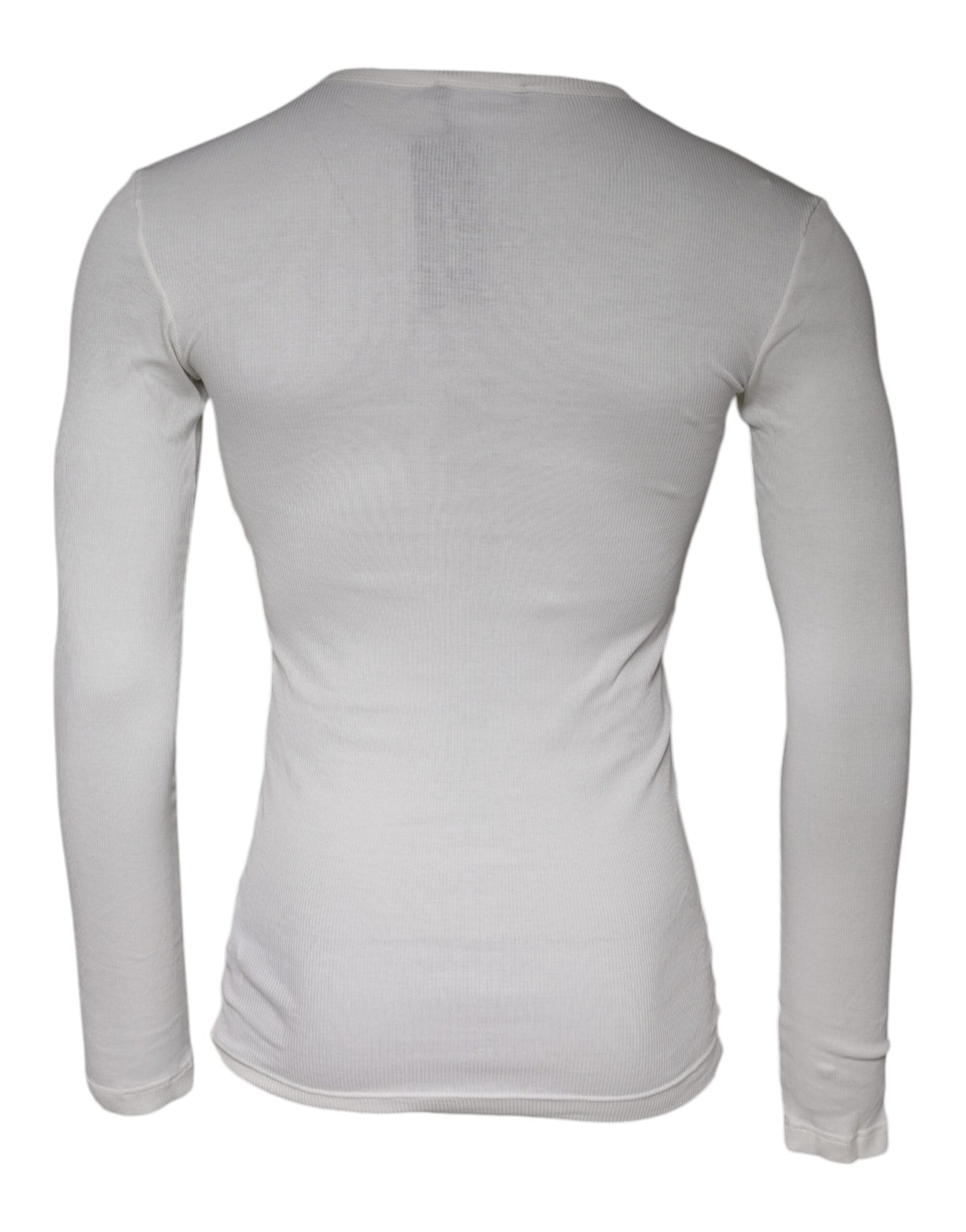 Dolce & Gabbana White Cotton Buttoned Long Sleeves T-shirt IT44 / XS