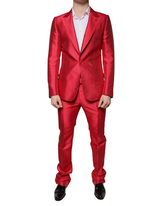 Dolce & Gabbana Red Polyester Single Breasted Formal Suit IT48 / M