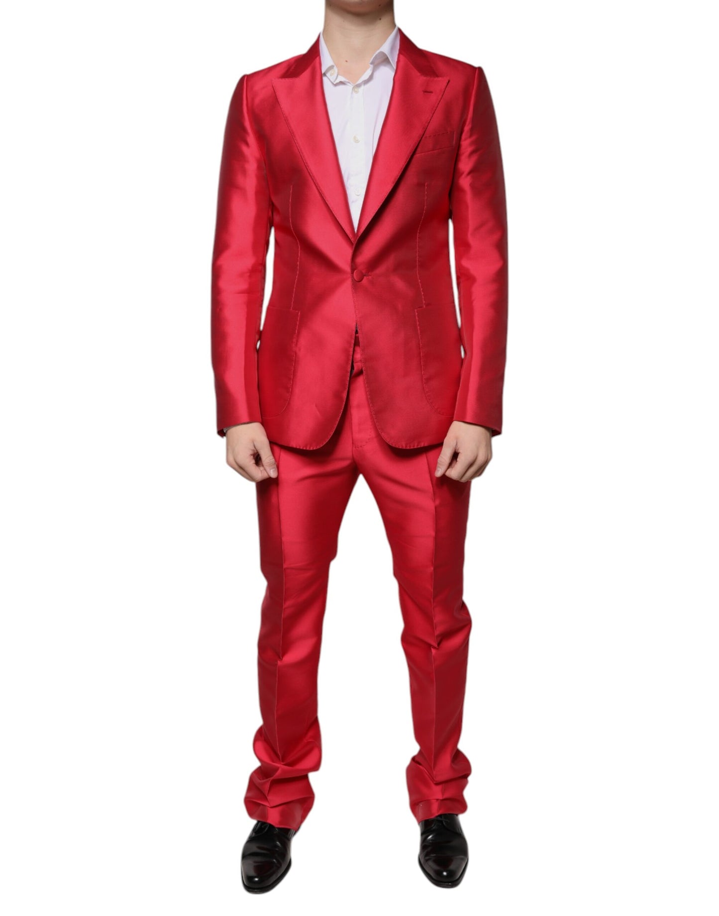 Dolce & Gabbana Red Polyester Single Breasted Formal Suit IT48 / M