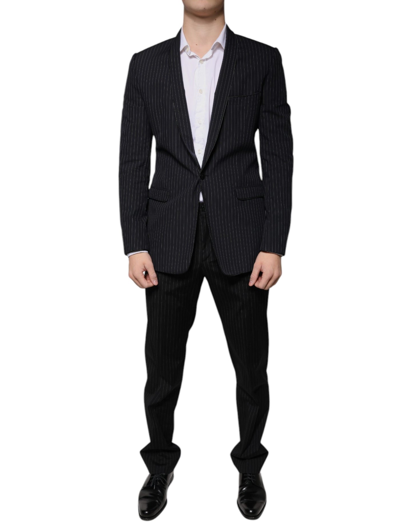 Dolce & Gabbana Black Stripe Single Breasted Formal Suit IT48 / M