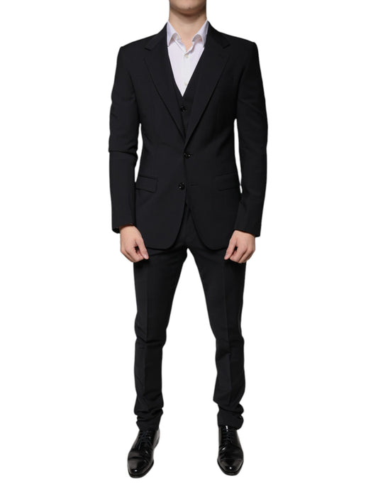 Dolce & Gabbana Black Wool MARTINI Formal 3 Piece Suit IT46/S