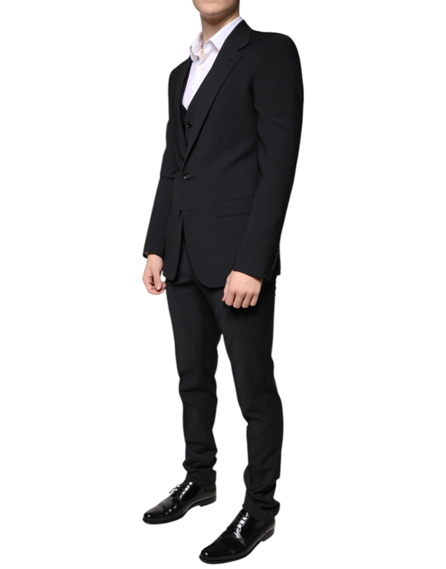 Dolce & Gabbana Black Wool MARTINI Formal 3 Piece Suit IT46/S